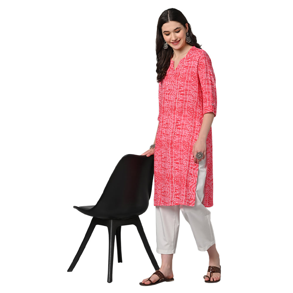 Vastraa Fusion Women's Rayon Festival and Regular Wear Bandhani Kurtis