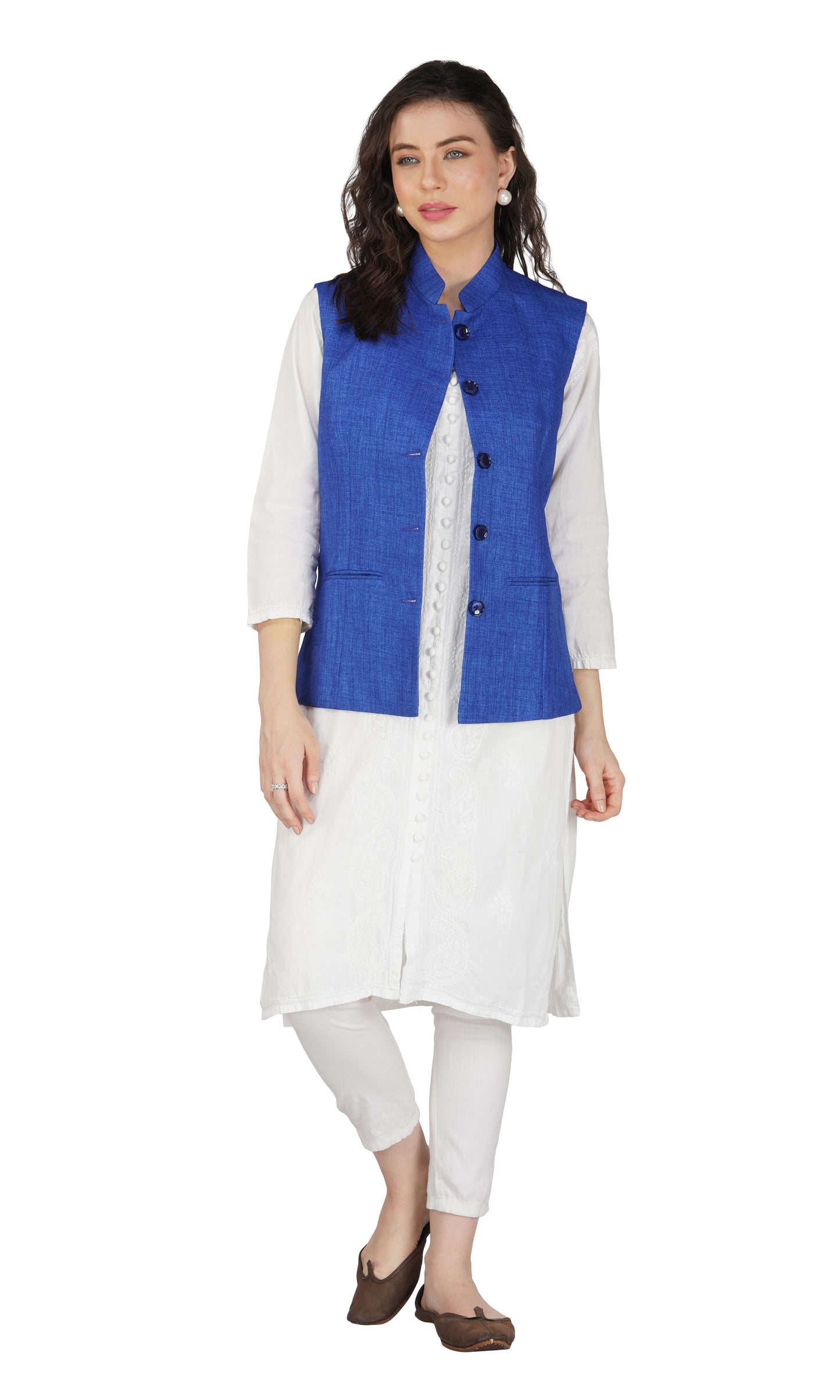 Vastraa Fusion Women's Solid Indian Ethnic Traditional Nehru Jacket/Waistcoat (VASTRAATS1419D)