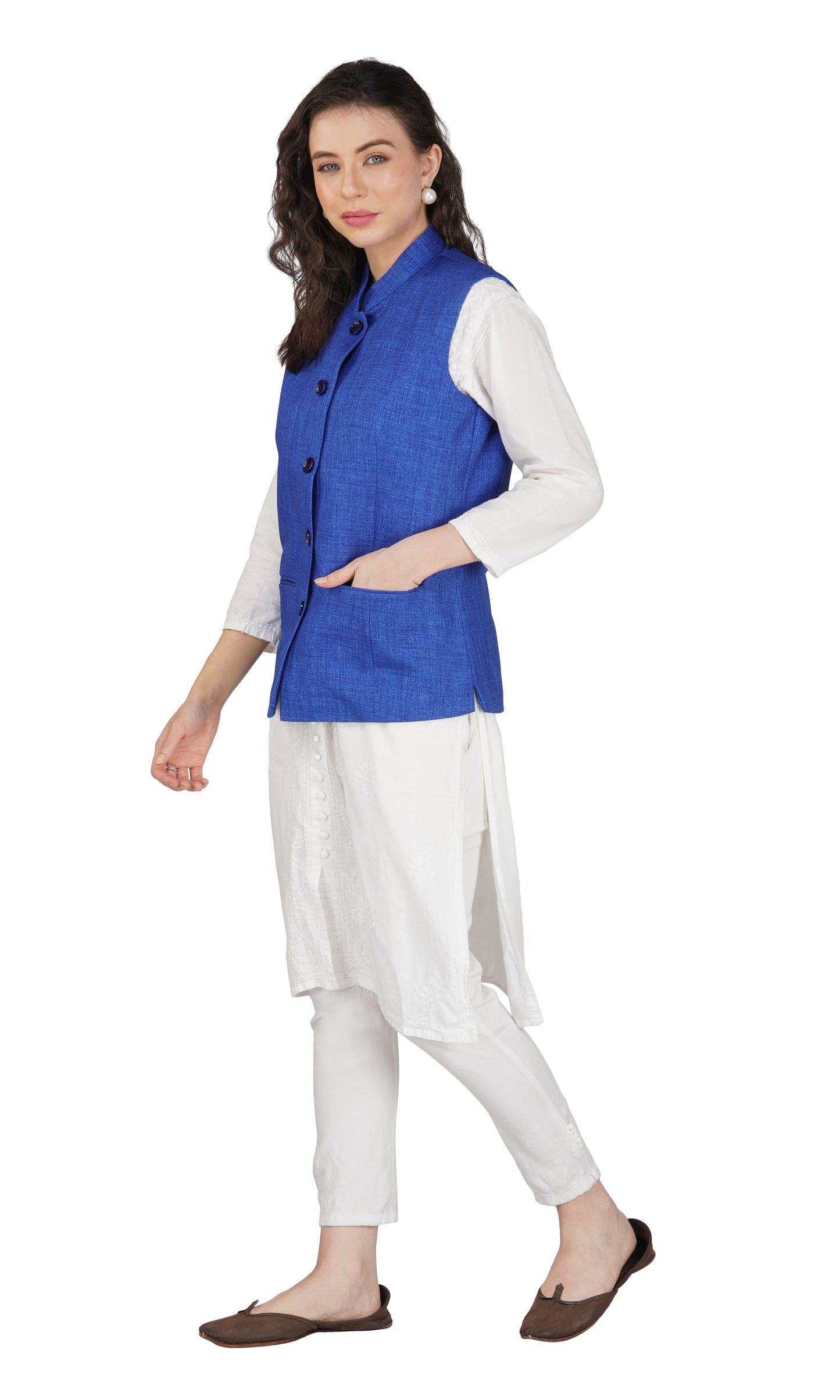Vastraa Fusion Women's Solid Indian Ethnic Traditional Nehru Jacket/Waistcoat (VASTRAATS1419D)