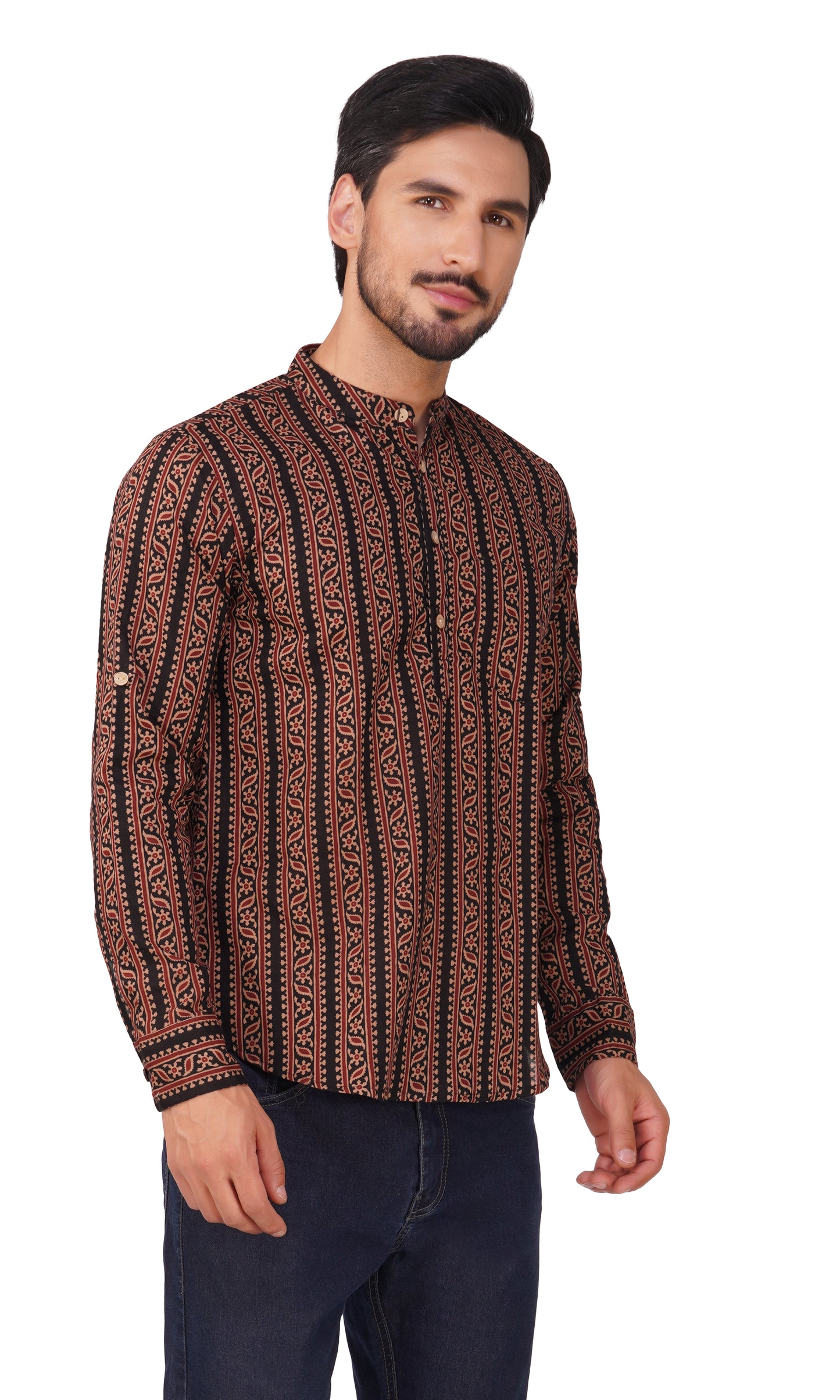 Vastraa Fusion Short Kurta For Men Printed Pattern Look In Short Kurta