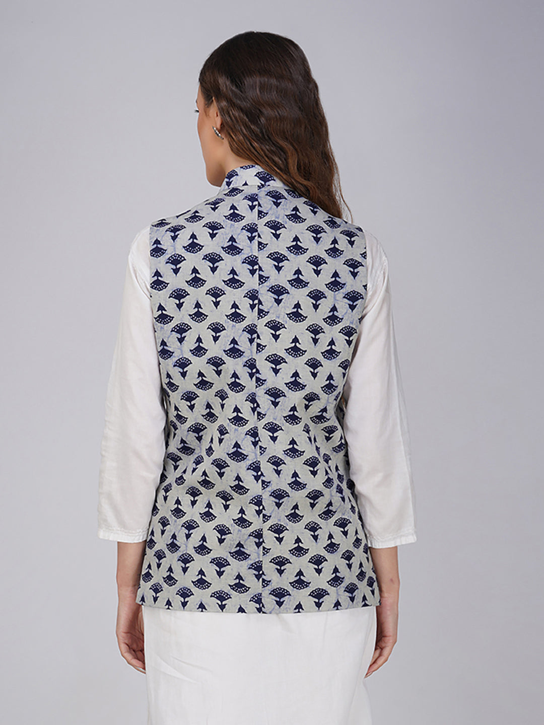 Ladies Modi Jacket / Waistcoat - Printed Look Designer Patterns - Cotton Nehru Jacket