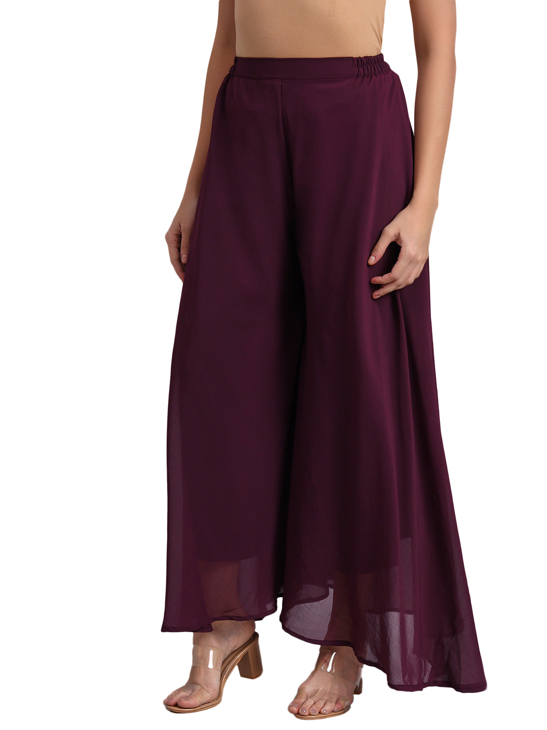 Vastraa Fusion Wide Fit Stylish Georgette Fabric Sharara Bottoms for Women's