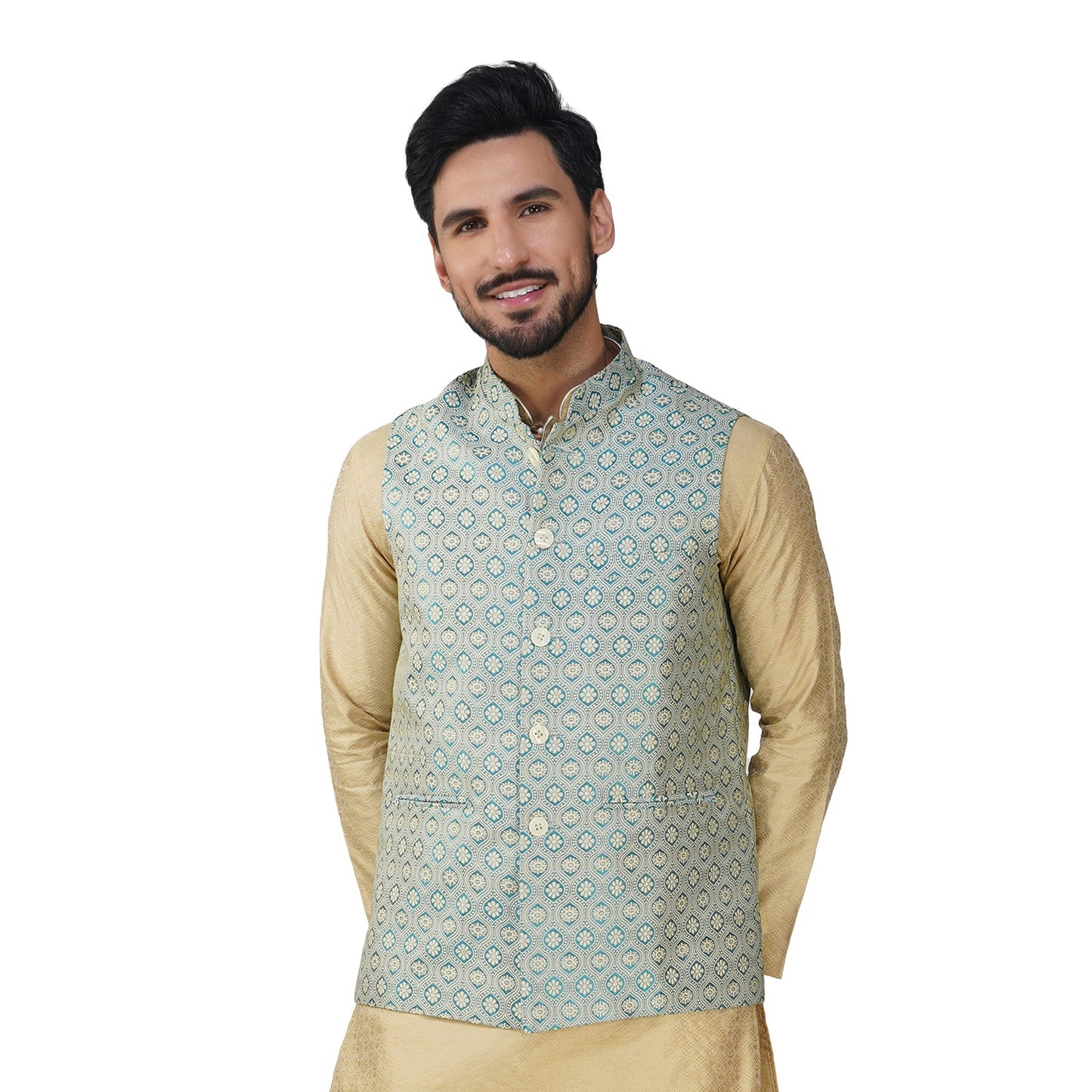 Men's Embroidery Silk Traditional Ethnic Nehru Jacket