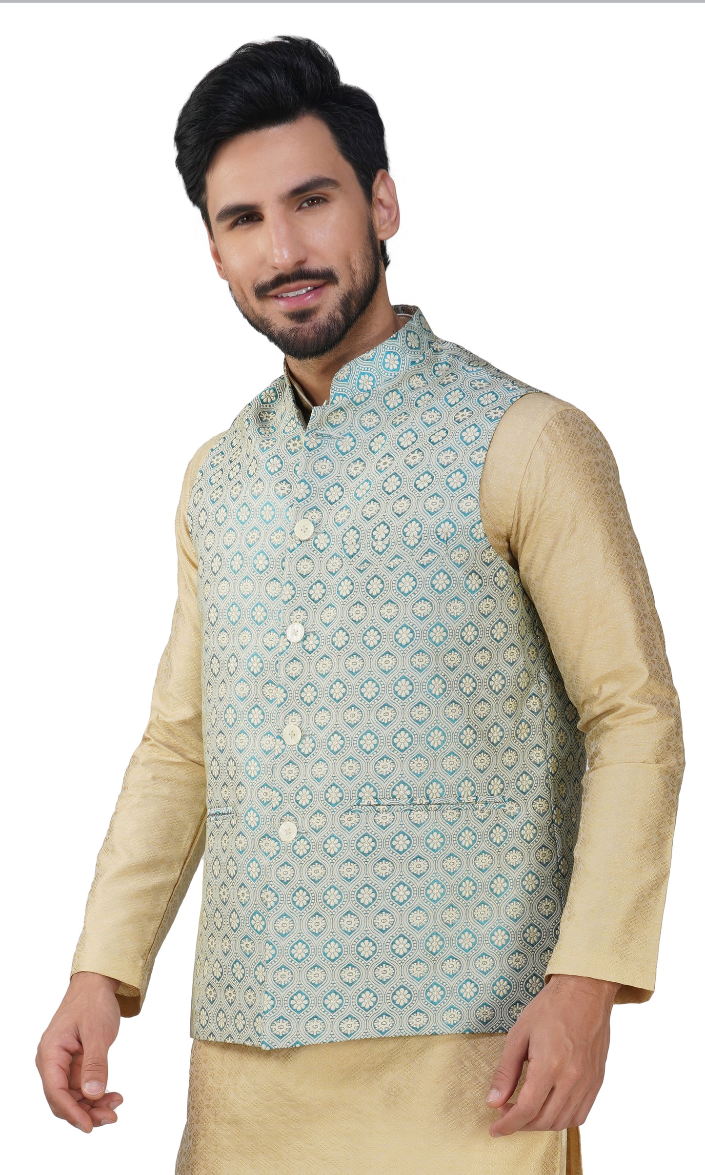 Men's Embroidery Silk Traditional Ethnic Nehru Jacket