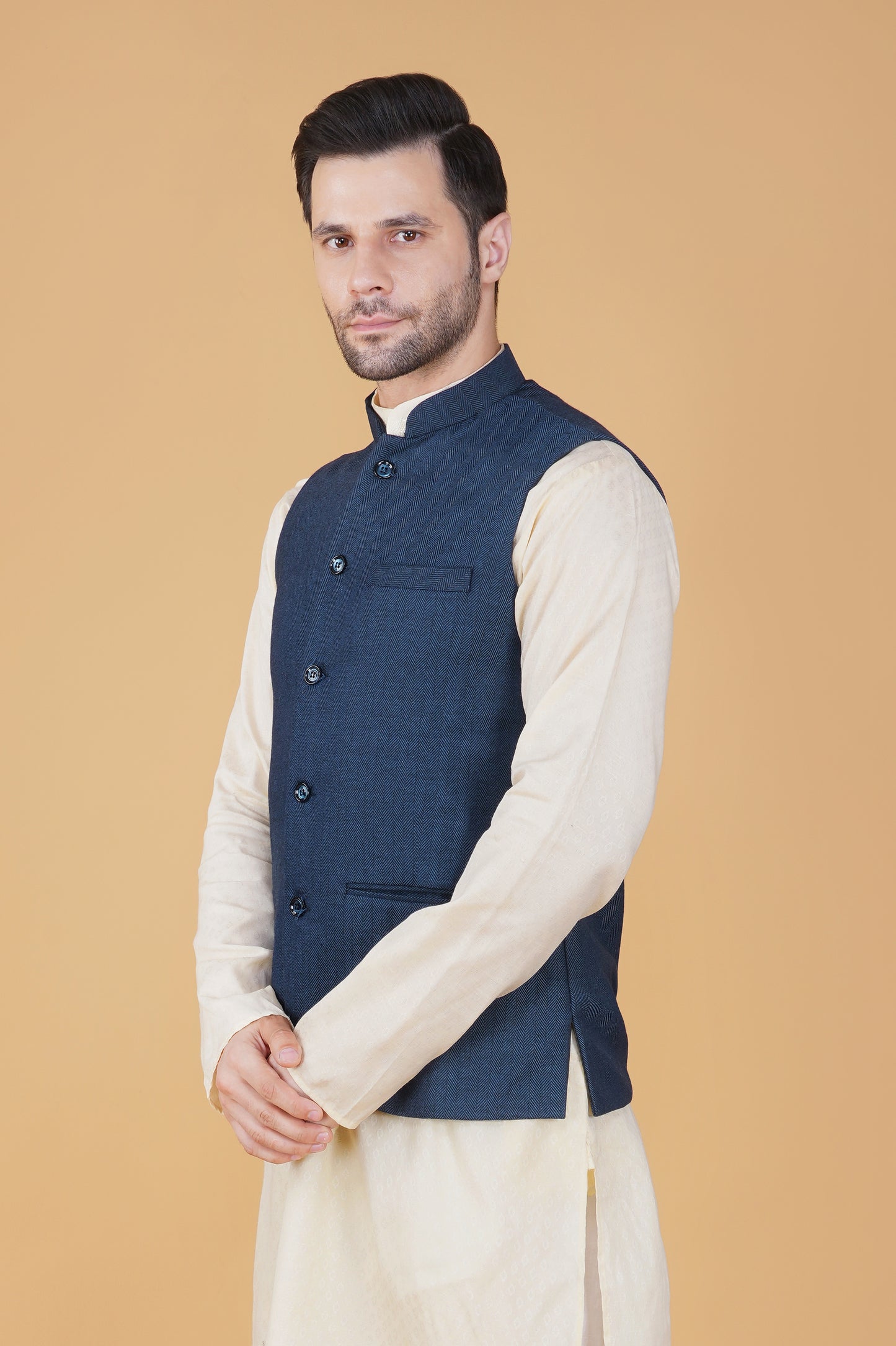 Vastraa Fusion Men's Traditional Woolen Nehru Jacket Modi Waistcoat