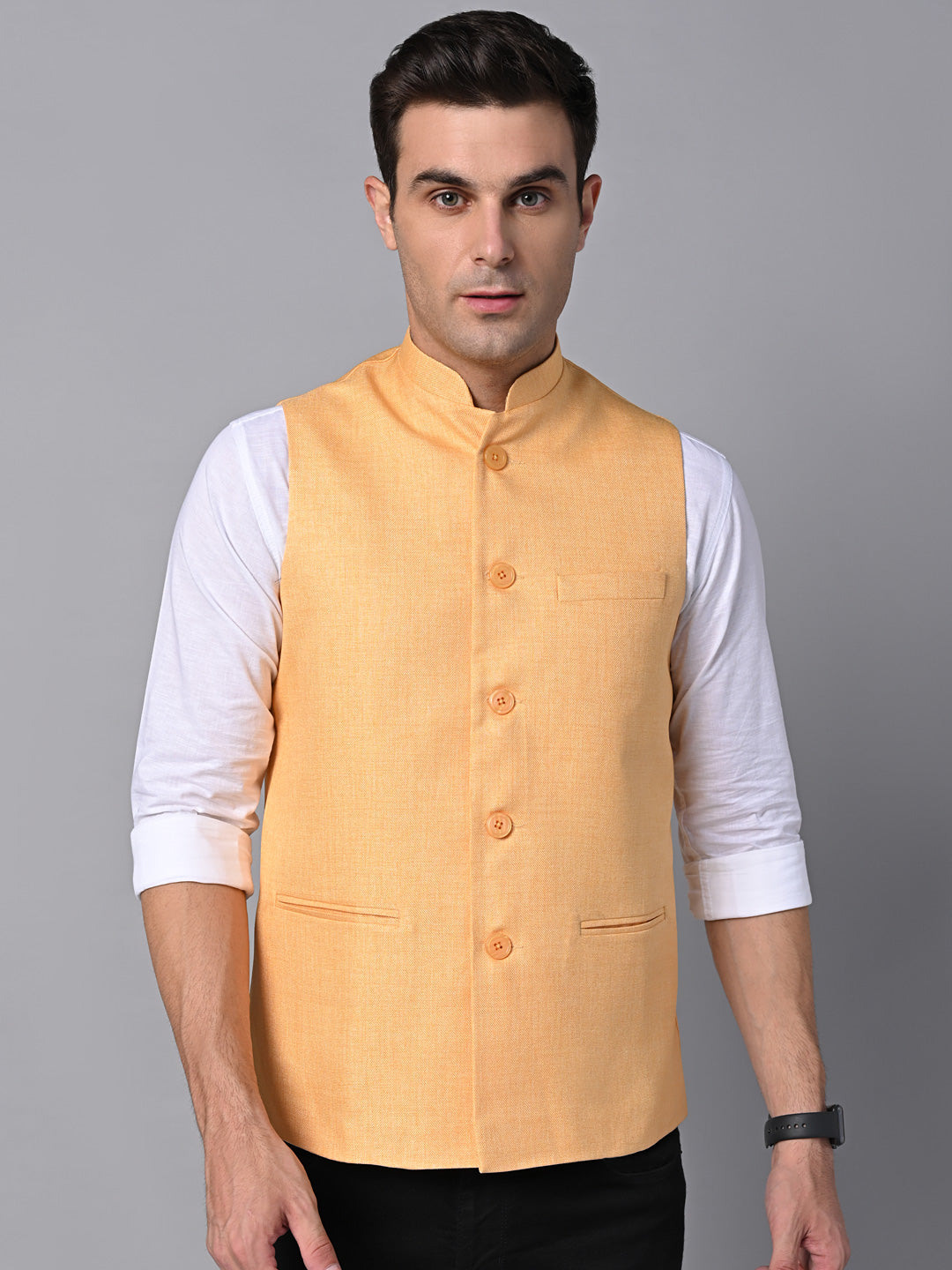 Vastraa Fusion Men's Indian Traditional Cotton Nehru Jacket/Waistcoat