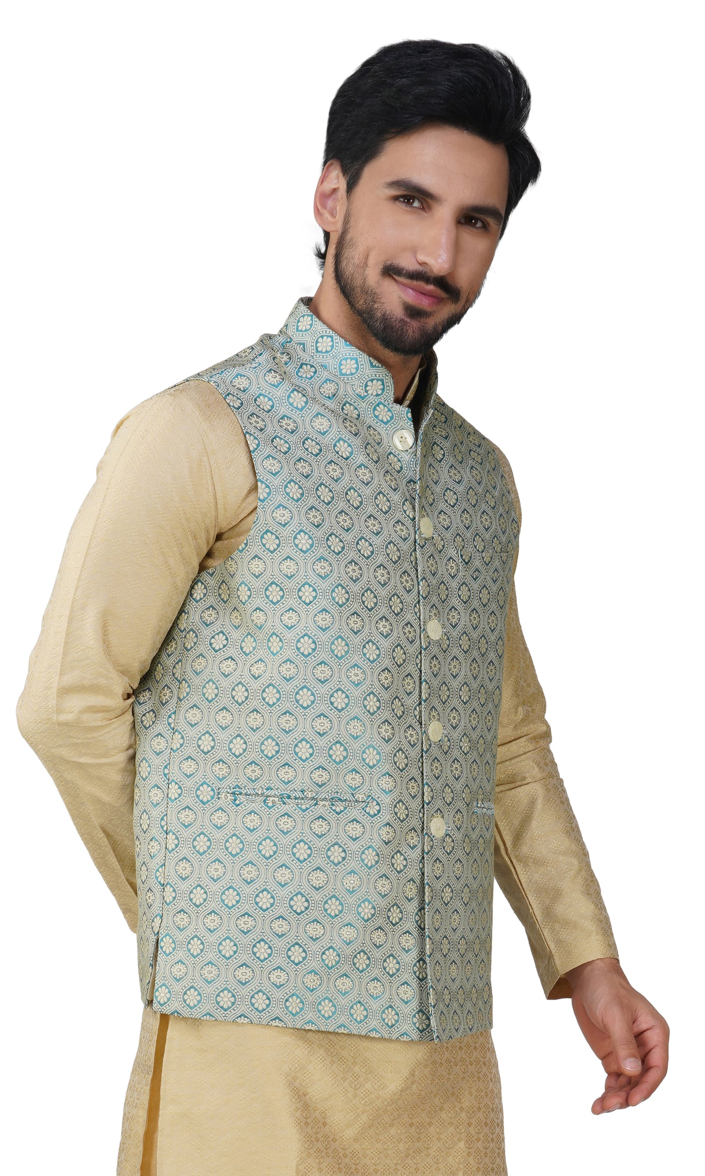 Men's Embroidery Silk Traditional Ethnic Nehru Jacket