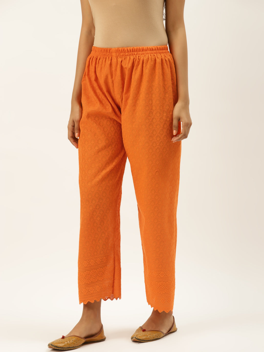 Vastraa Fusion Women's Regular Fit Cotton Chikan Palazzo