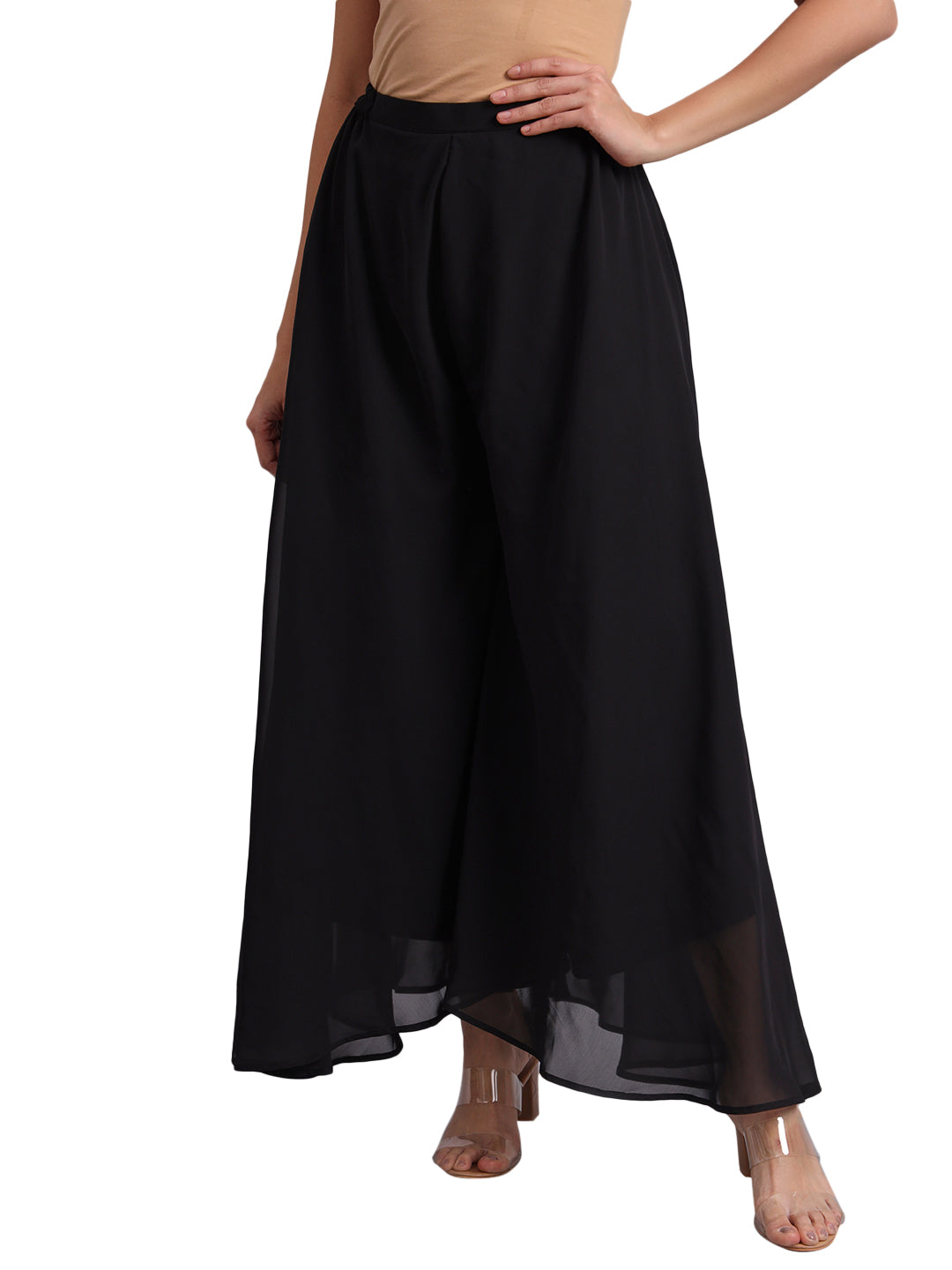 Vastraa Fusion Wide Fit Stylish Georgette Fabric Sharara Bottoms for Women's