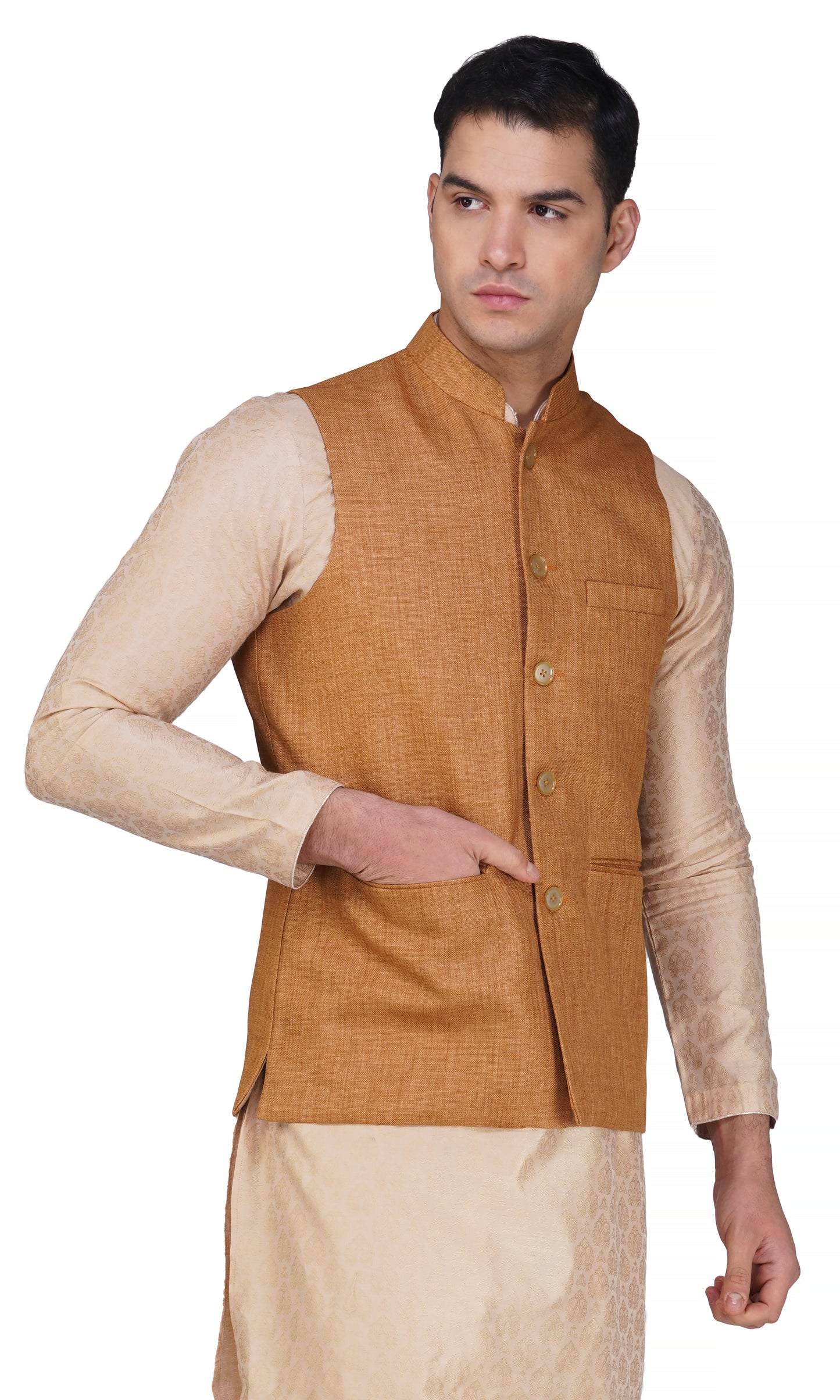 Vastraa Fusion Men's Indian Traditional Cotton Nehru Jacket/Waistcoat