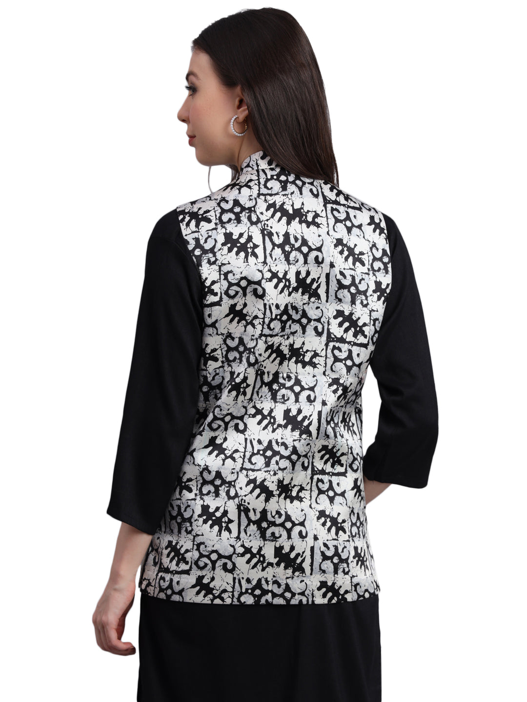 Women's Satin Printed Nehru Jacket Waistcoat