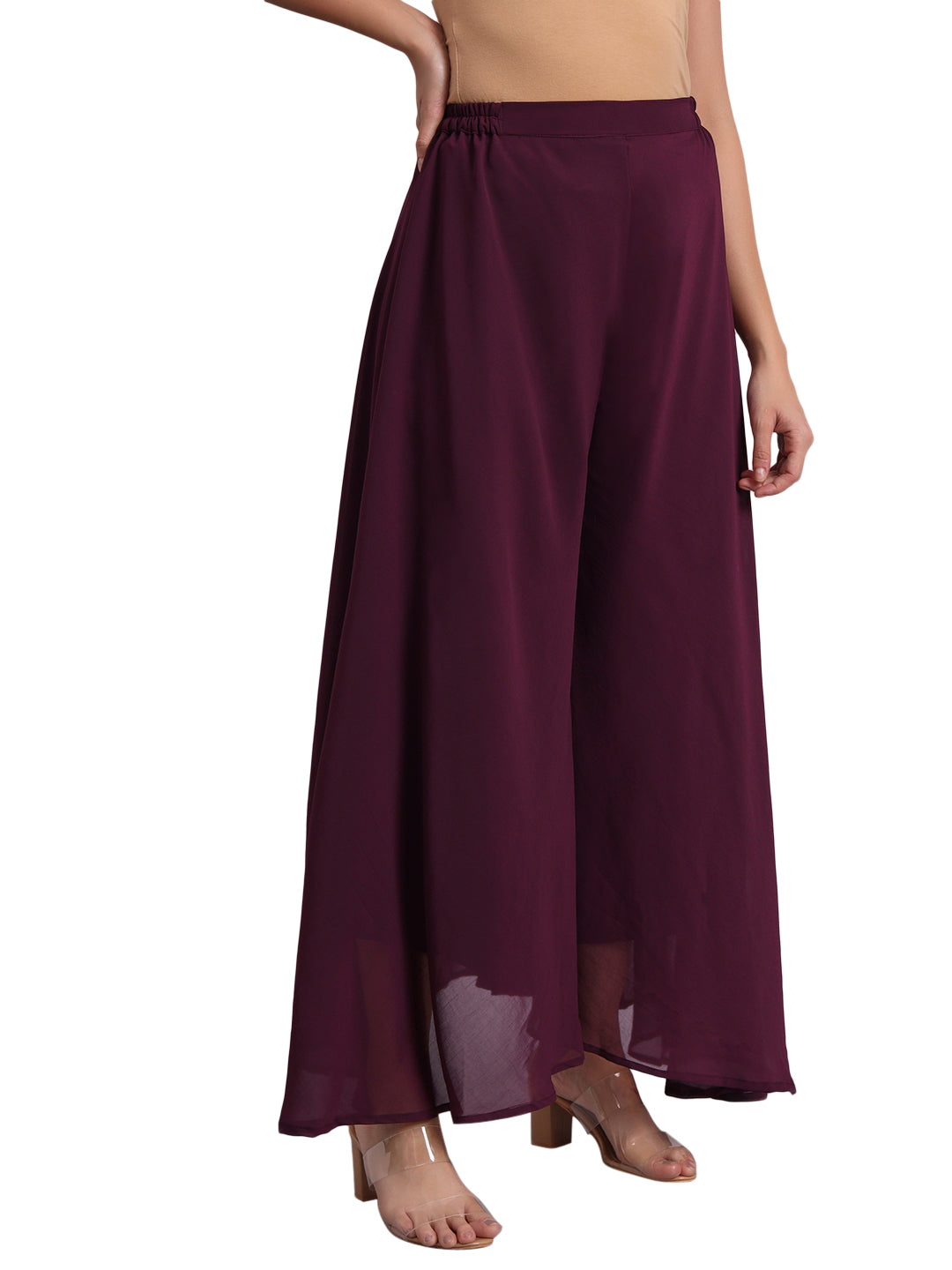 Vastraa Fusion Wide Fit Stylish Georgette Fabric Sharara Bottoms for Women's