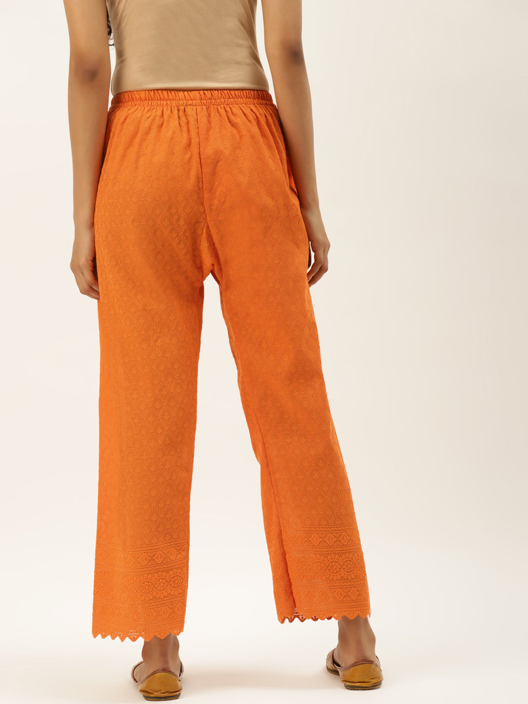 Vastraa Fusion Women's Regular Fit Cotton Chikan Palazzo