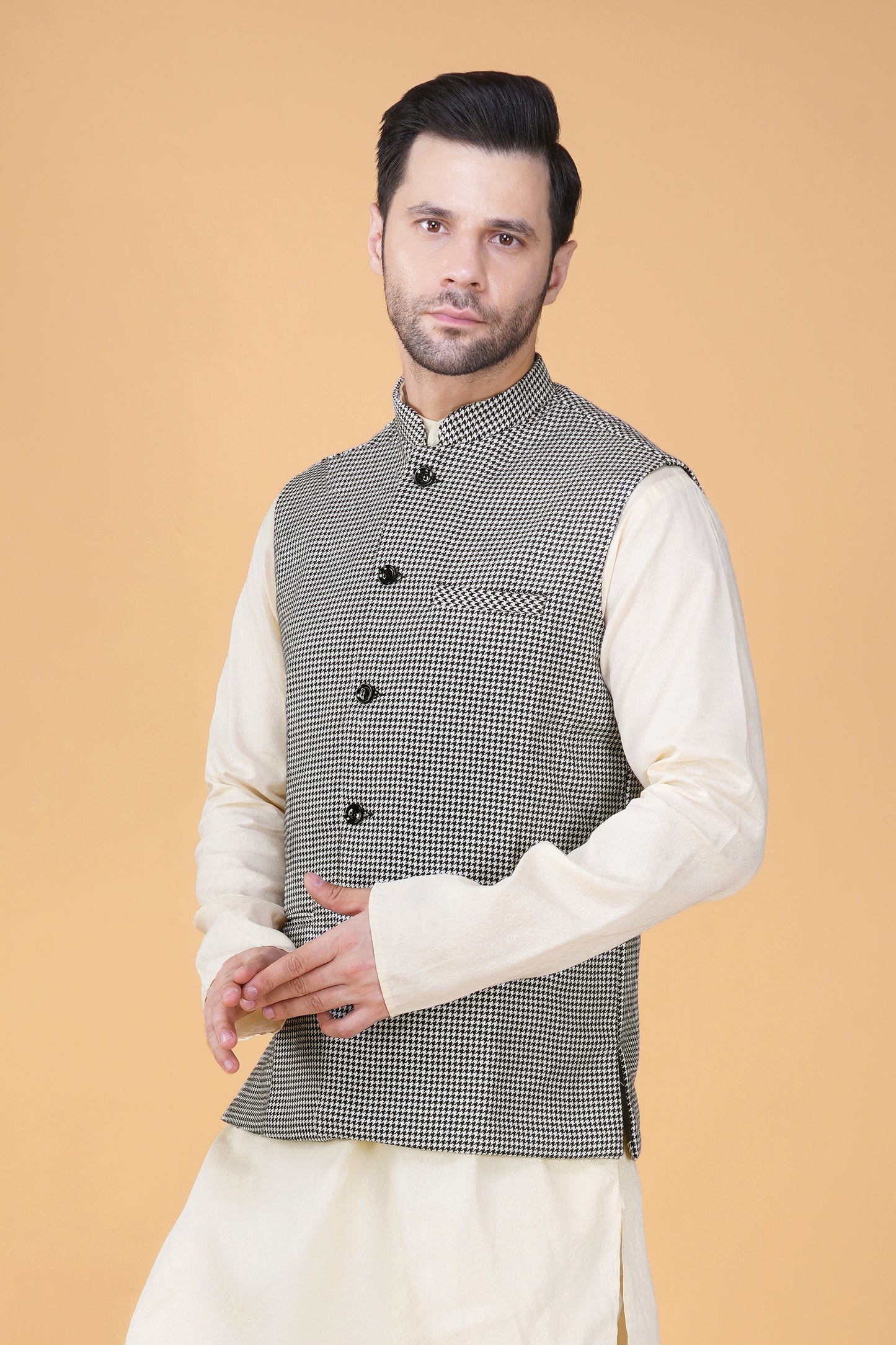 Vastraa Fusion Men's Traditional Woolen Nehru Jacket Modi Waistcoat