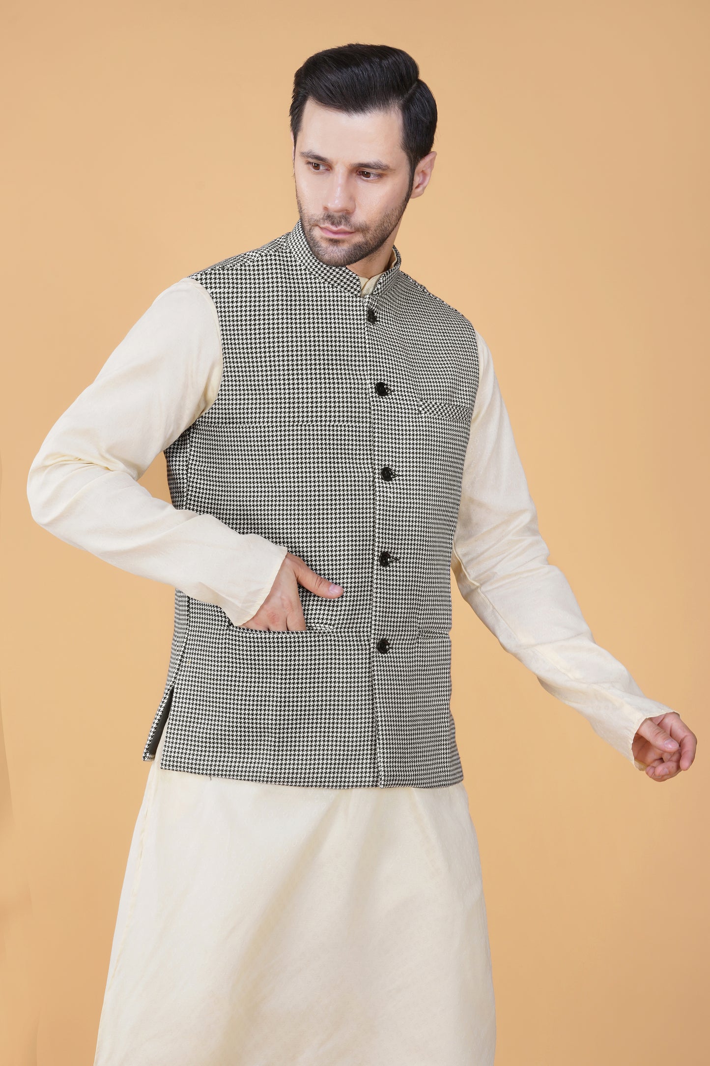 Vastraa Fusion Men's Traditional Woolen Nehru Jacket Modi Waistcoat