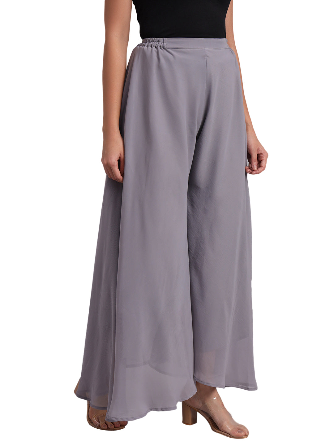 Vastraa Fusion Wide Fit Stylish Georgette Fabric Sharara Bottoms for Women's