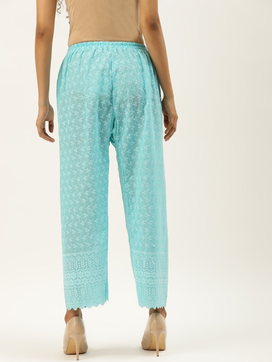 Vastraa Fusion Women's Regular Fit Cotton Chikan Palazzo