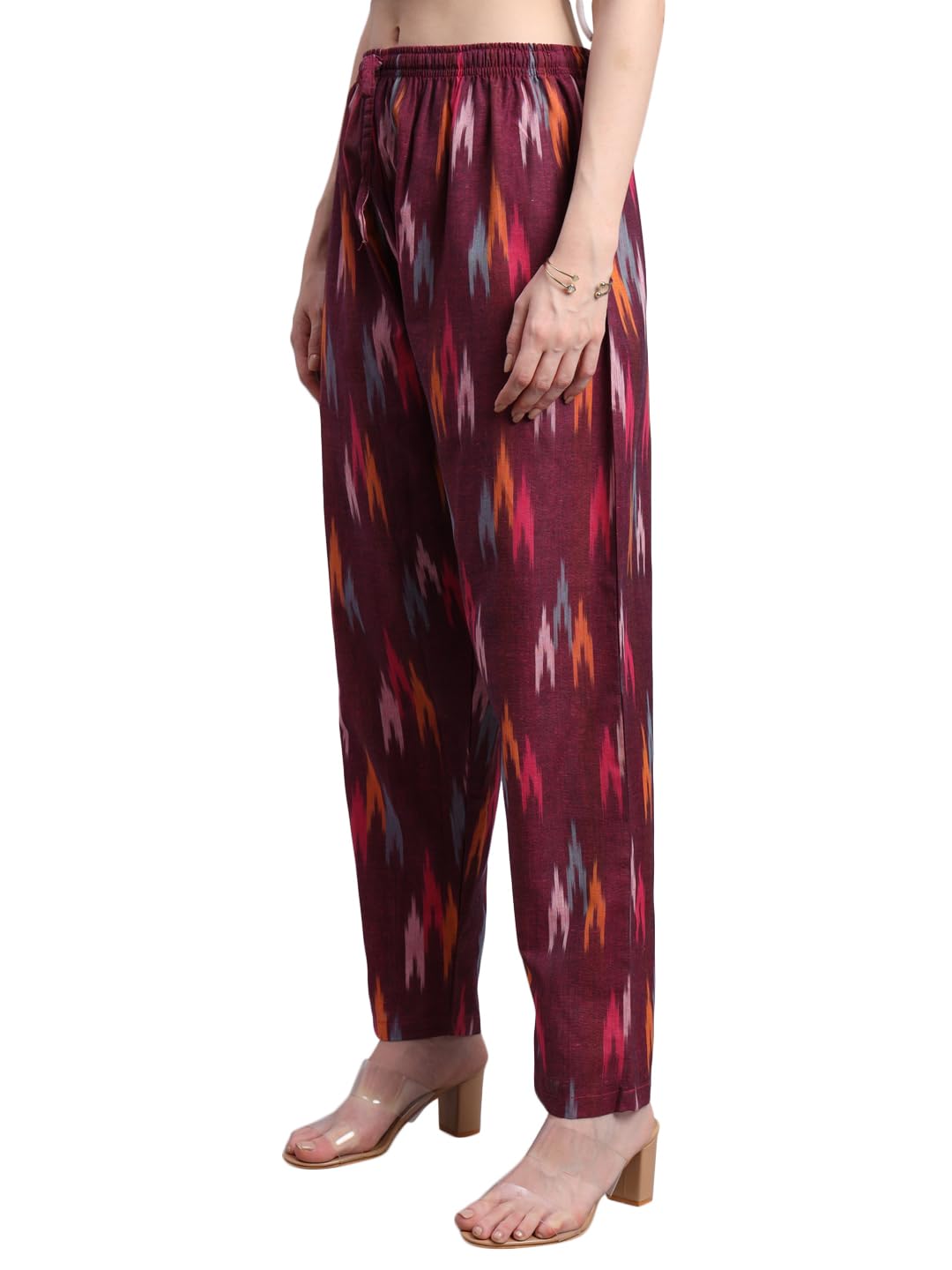 Women's Regular Fit Ikat Pattern Cotton Palazzo