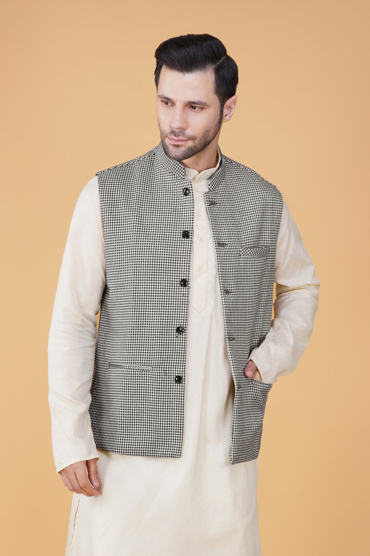 Vastraa Fusion Men's Traditional Woolen Nehru Jacket Modi Waistcoat