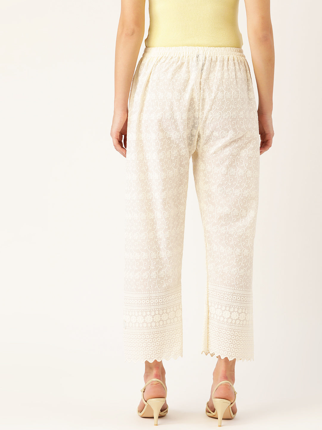 Vastraa Fusion Women's Regular Fit Cotton Chikan Palazzo