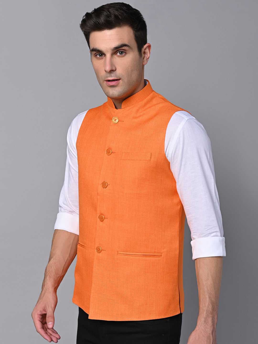 Vastraa Fusion Men's Indian Traditional Cotton Nehru Jacket/Waistcoat