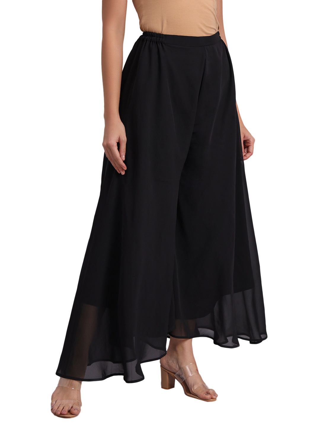 Vastraa Fusion Wide Fit Stylish Georgette Fabric Sharara Bottoms for Women's