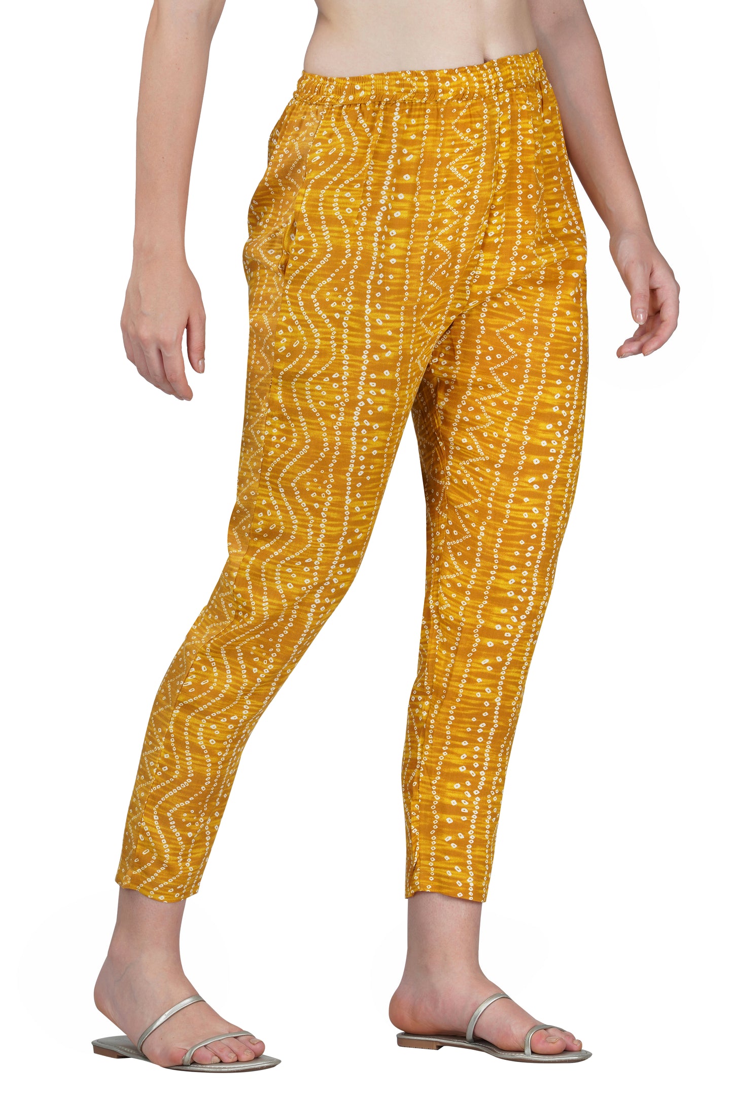 Vastraa Fusion Women's Regular Fit Bandhani Printed Pattern Rayon Palazzo