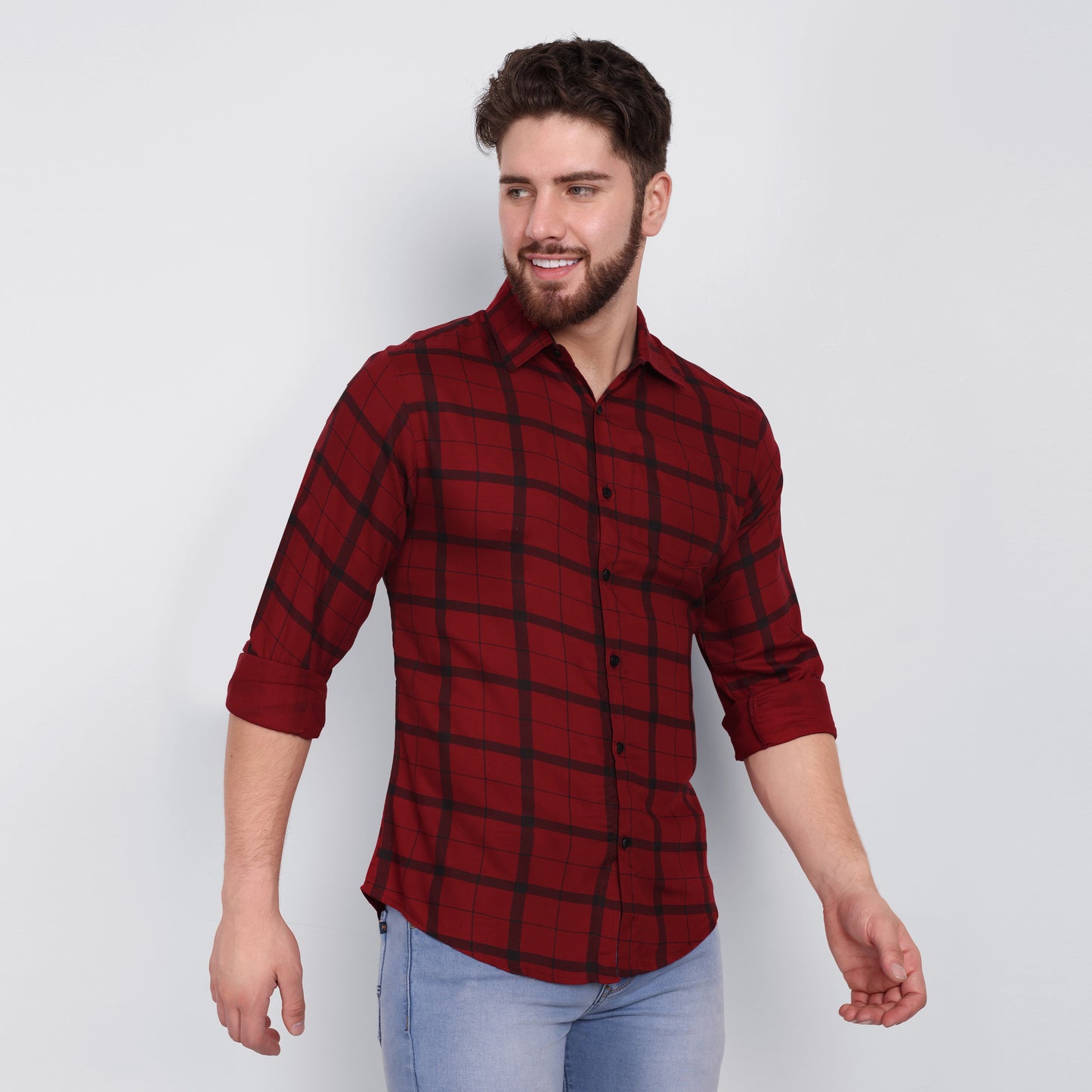 Vastraa Fusion Men's Rayon Checkered Shirt