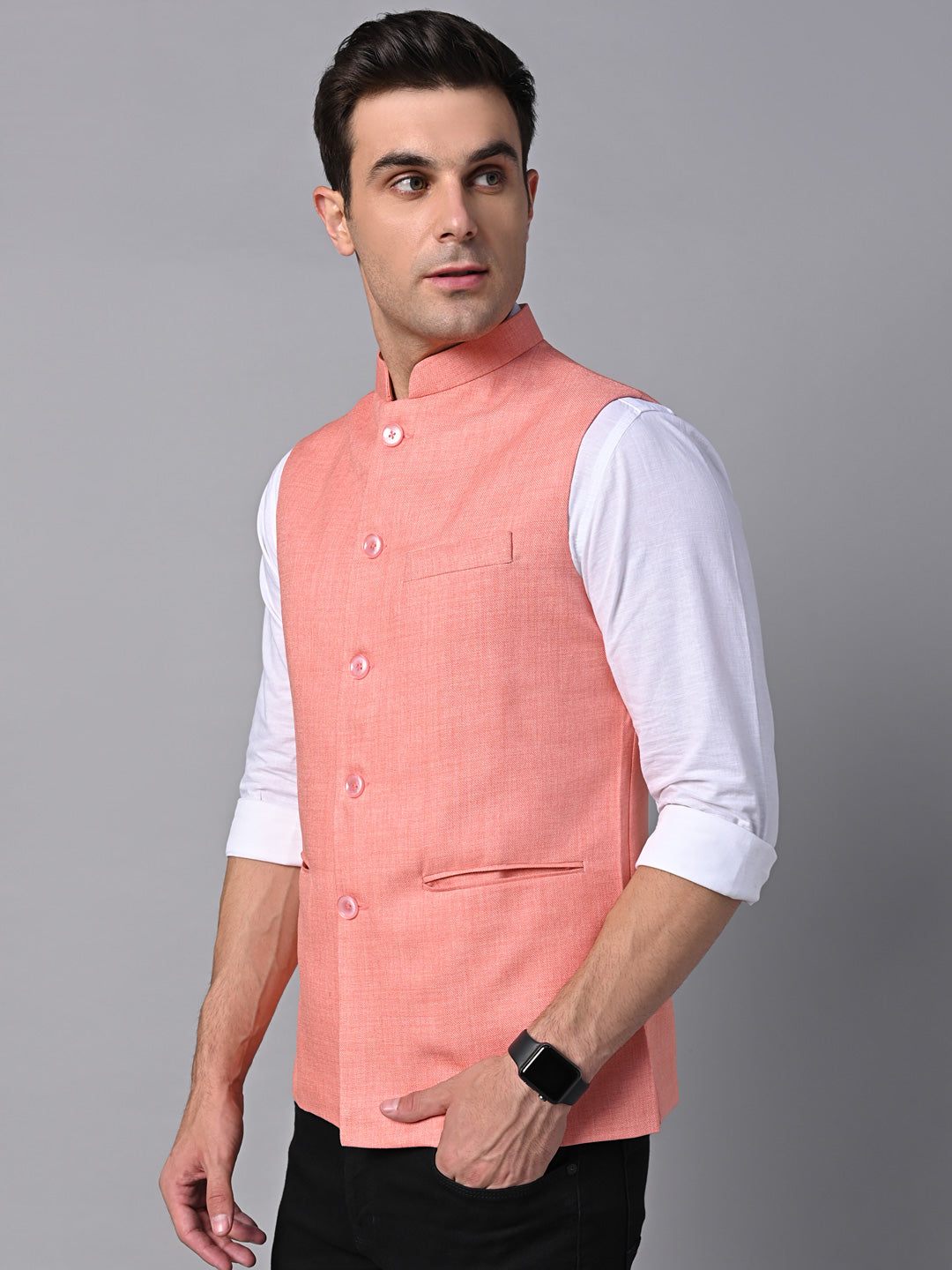 Vastraa Fusion Men's Indian Traditional Cotton Nehru Jacket/Waistcoat