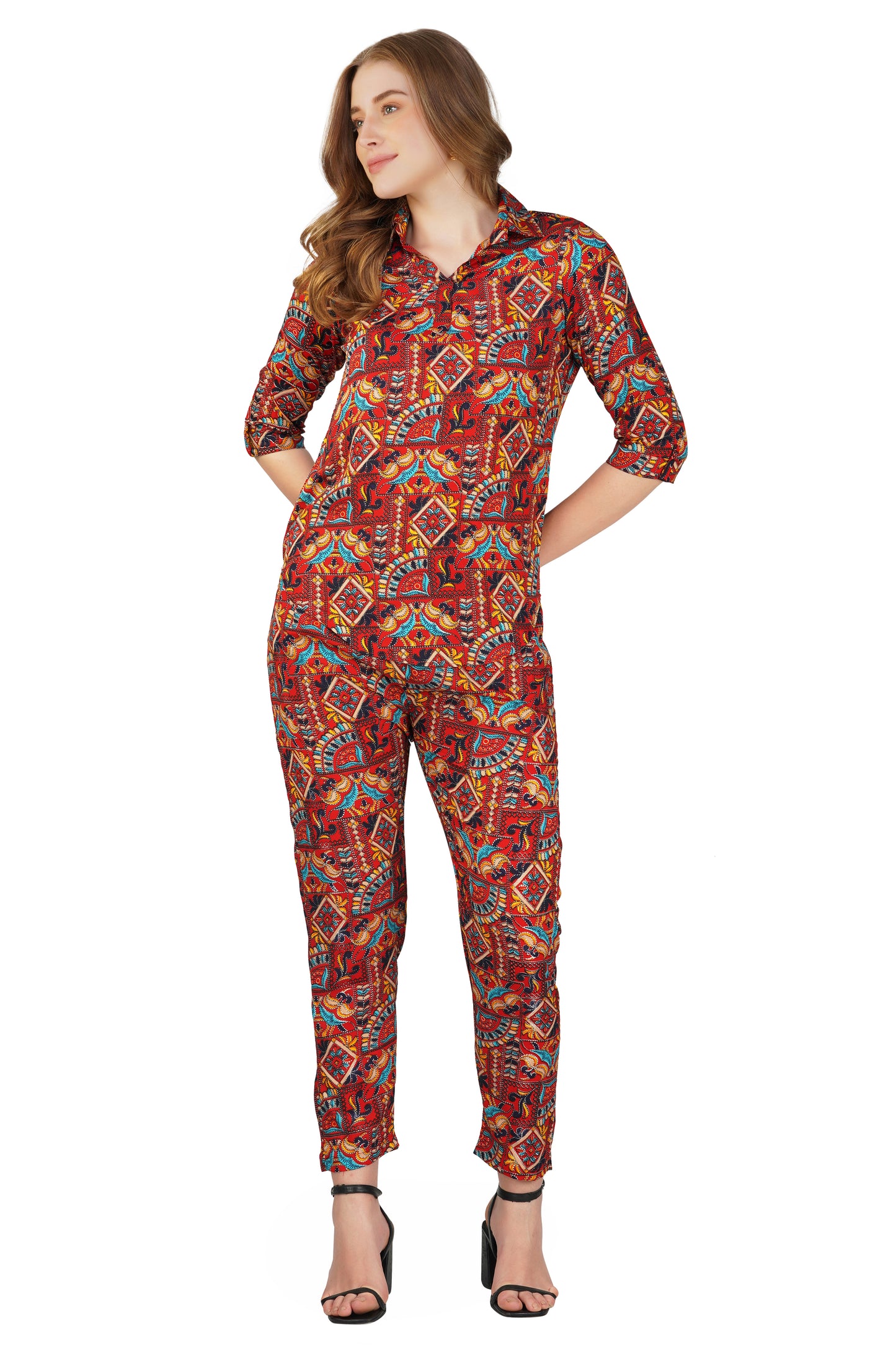 Vastraa Fusion Women Co Ord Set Printed Shirt & Bottom Set for Women Two-Piece Outfit