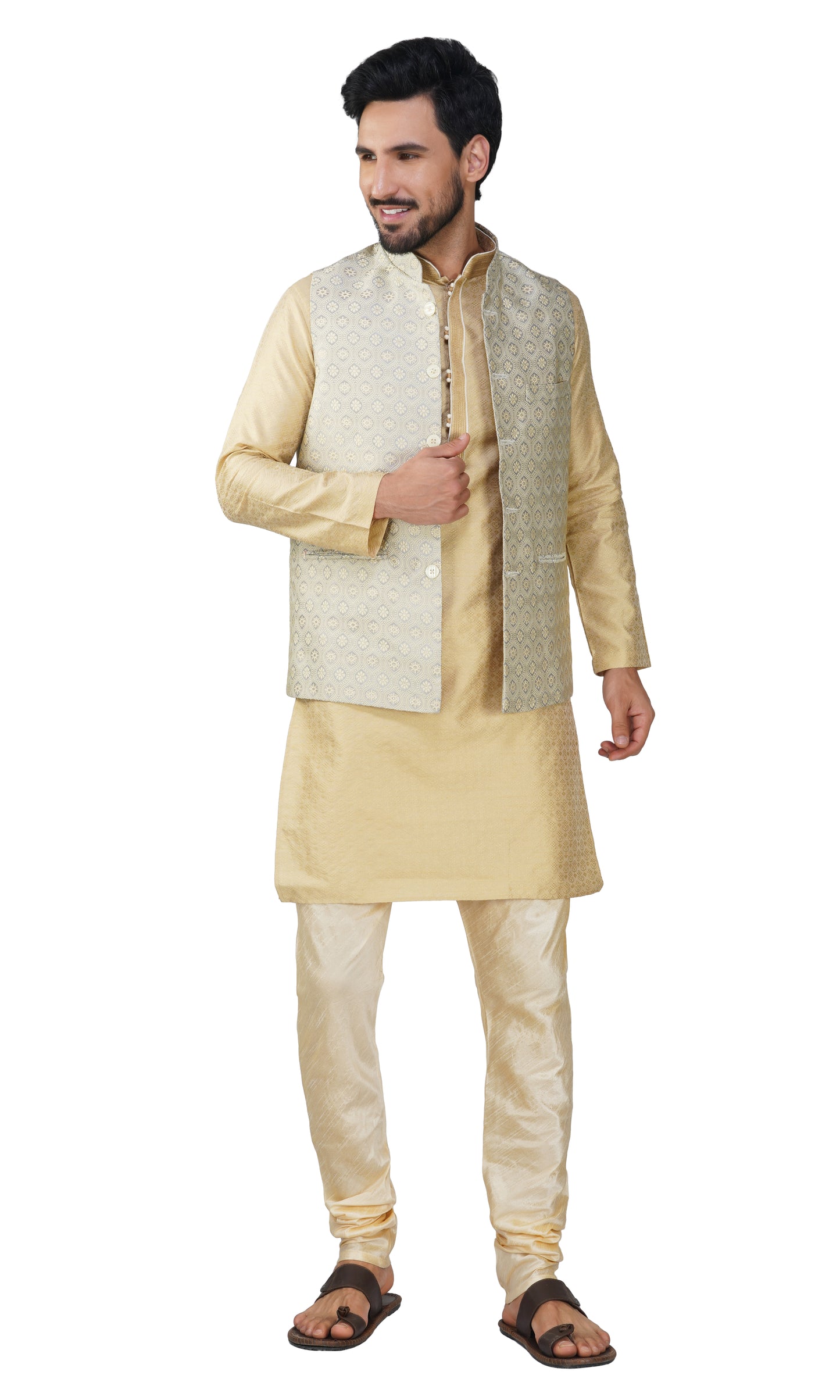 Men's Embroidery Silk Traditional Ethnic Nehru Jacket