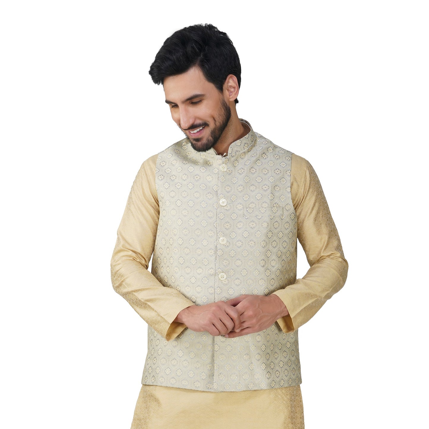 Men's Embroidery Silk Traditional Ethnic Nehru Jacket