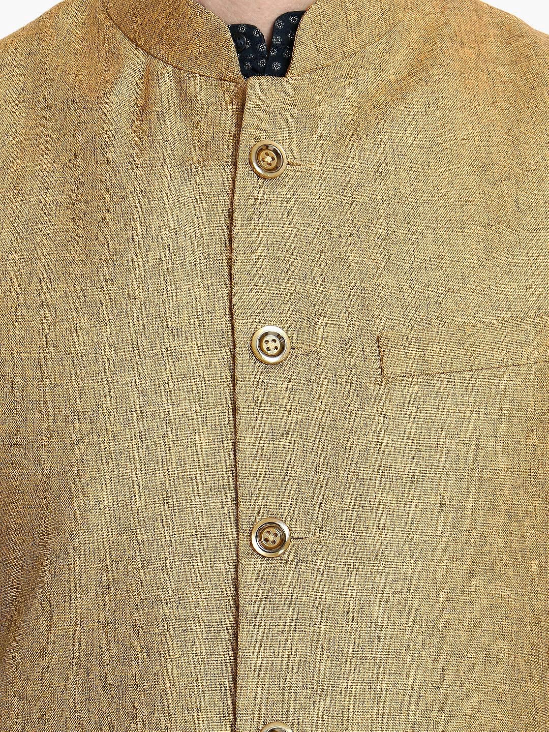 Vastraa Fusion Men's Indian Traditional Cotton Solid Nehru Jacket/Waistcoat