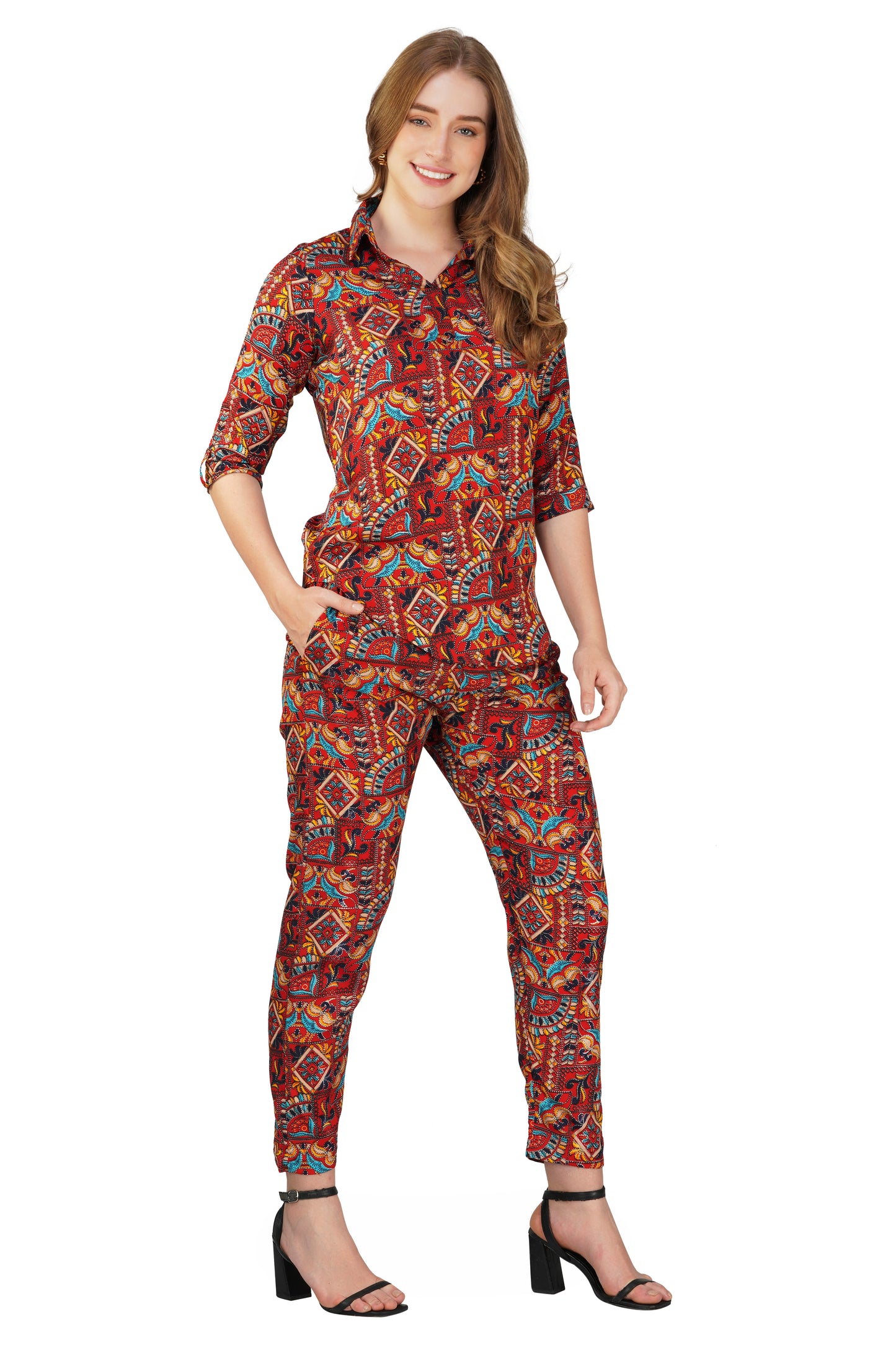 Vastraa Fusion Women Co Ord Set Printed Shirt & Bottom Set for Women Two-Piece Outfit