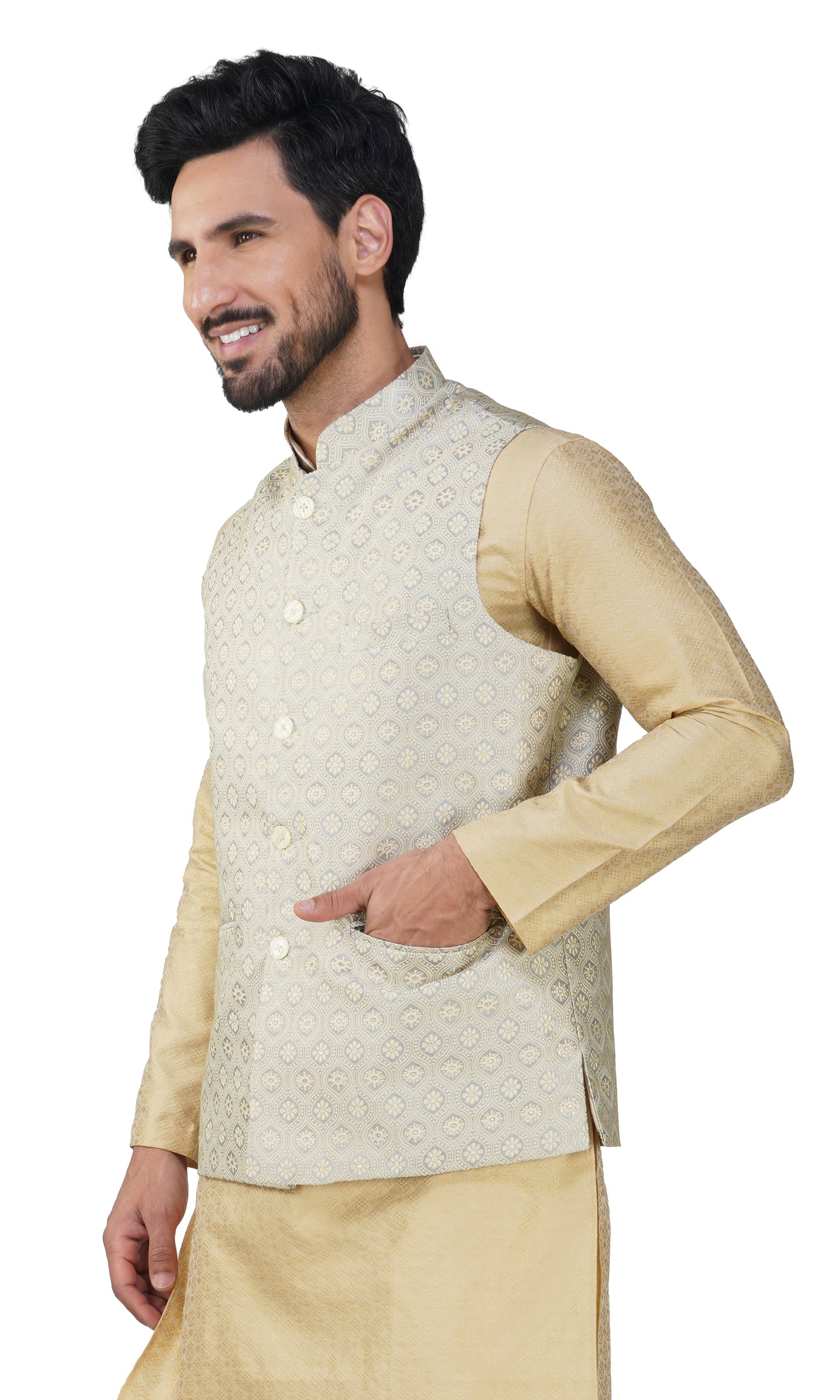 Men's Embroidery Silk Traditional Ethnic Nehru Jacket