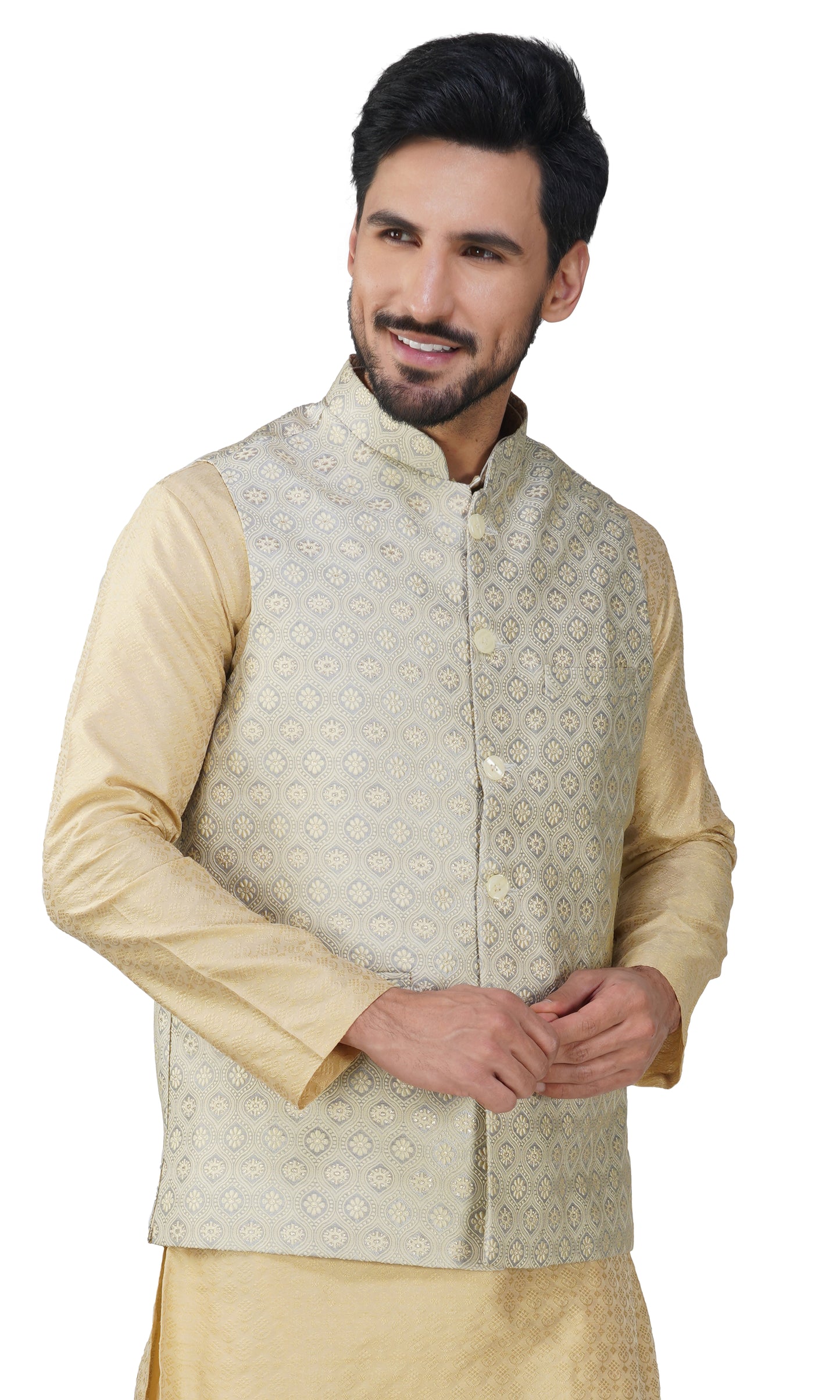 Men's Embroidery Silk Traditional Ethnic Nehru Jacket