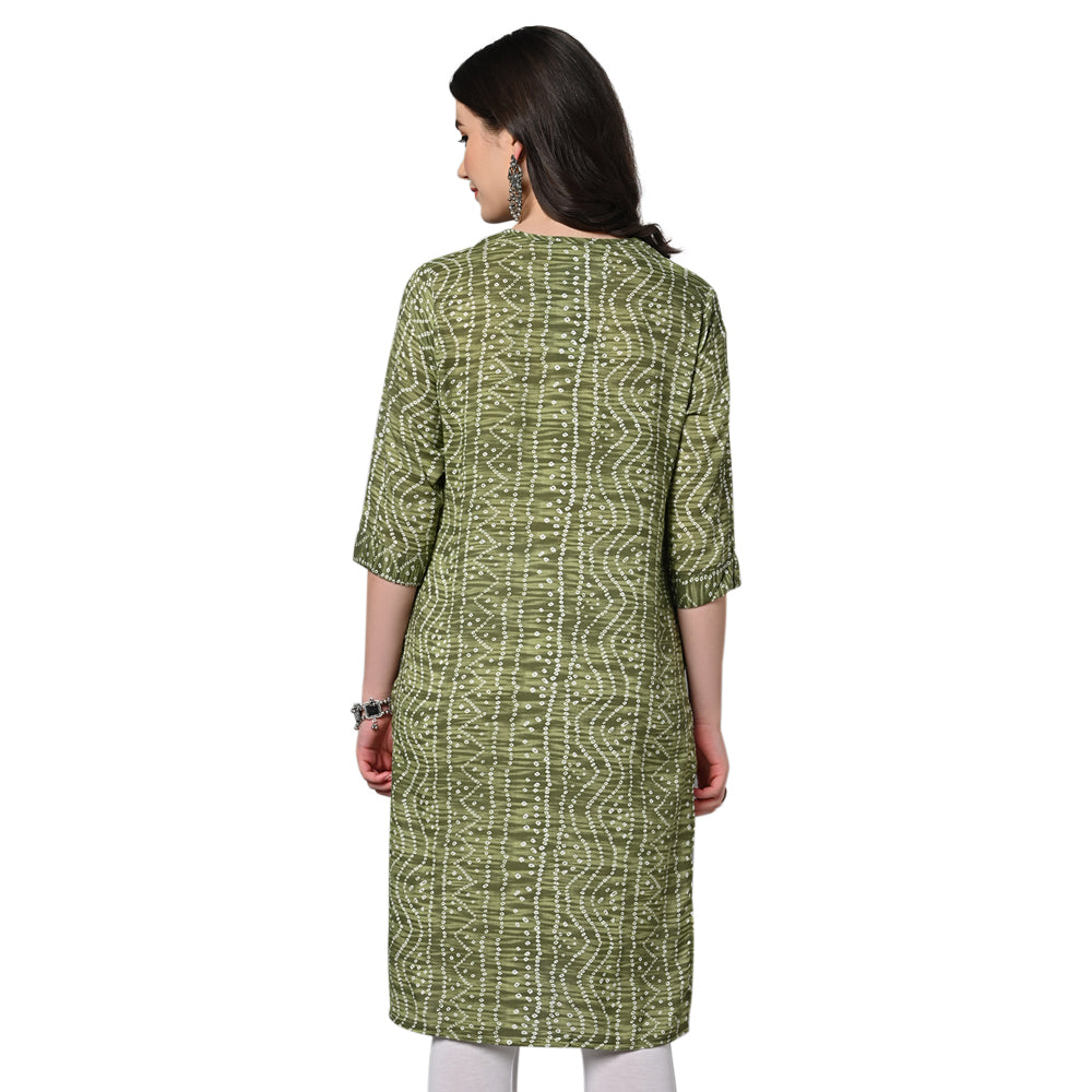 Vastraa Fusion Women's Rayon Festival and Regular Wear Bandhani Kurtis