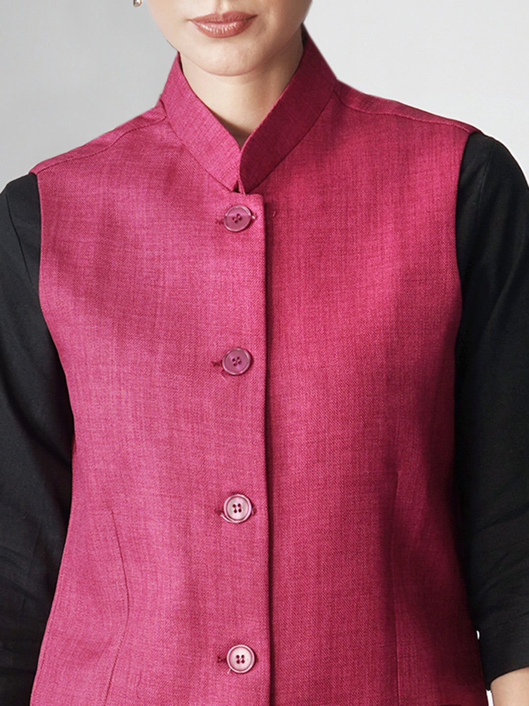 Vastraa Fusion Solid Indian Traditional Ethnic Waistcoat Festive Nehru jacket for Women