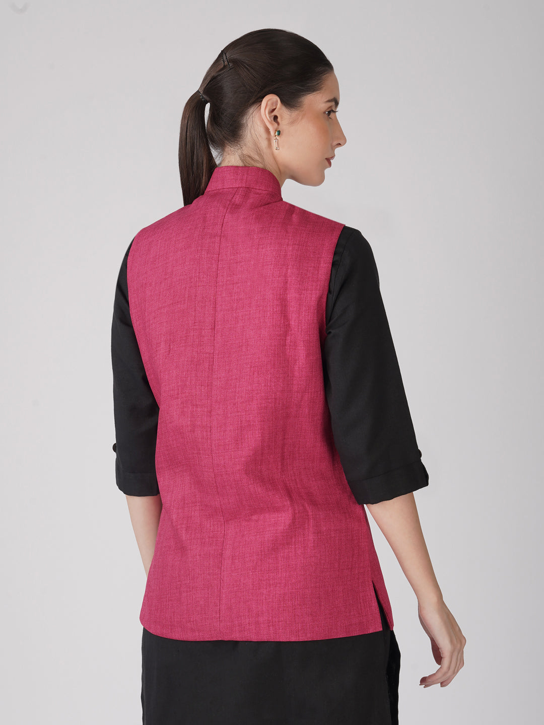 Vastraa Fusion Solid Indian Traditional Ethnic Waistcoat Festive Nehru jacket for Women