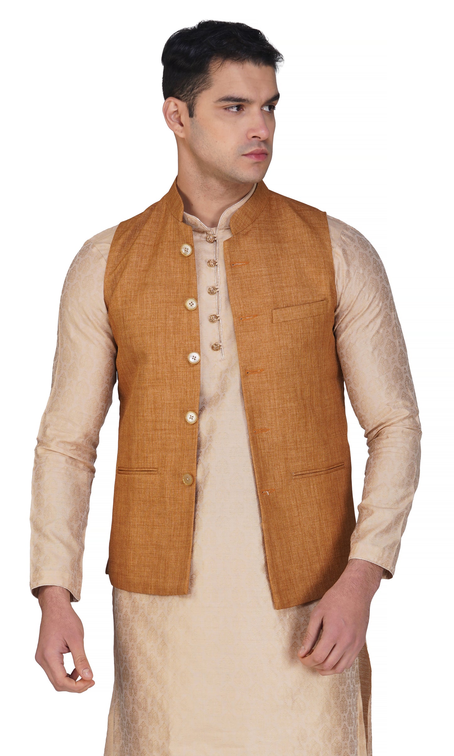 Vastraa Fusion Men's Indian Traditional Cotton Nehru Jacket/Waistcoat