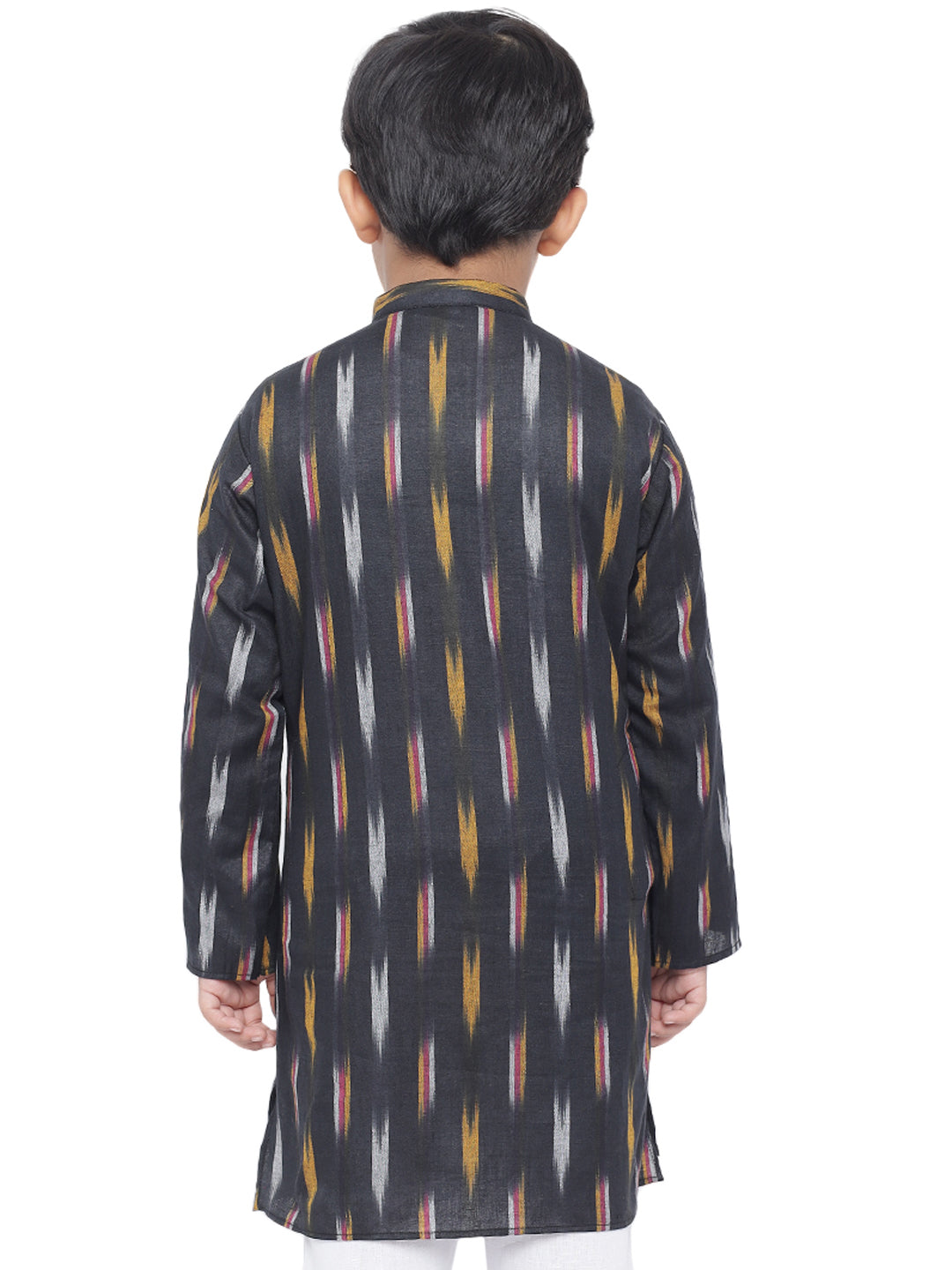 Kurta for Kids- Khadi Look in Mix Ikat Patterns South Cotton Kurta