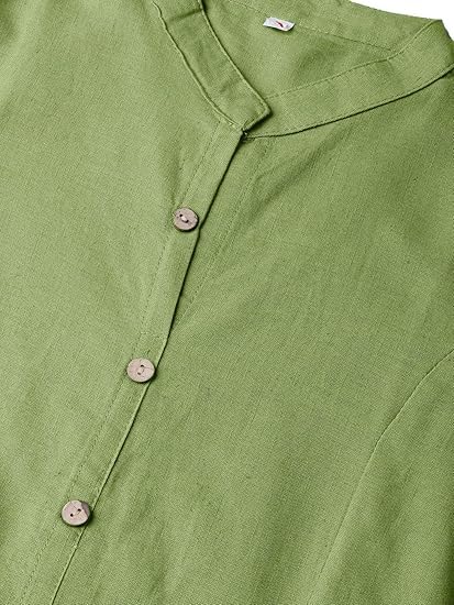 Vastraa Fusion Women's Pure Cotton Solid Button Kurti