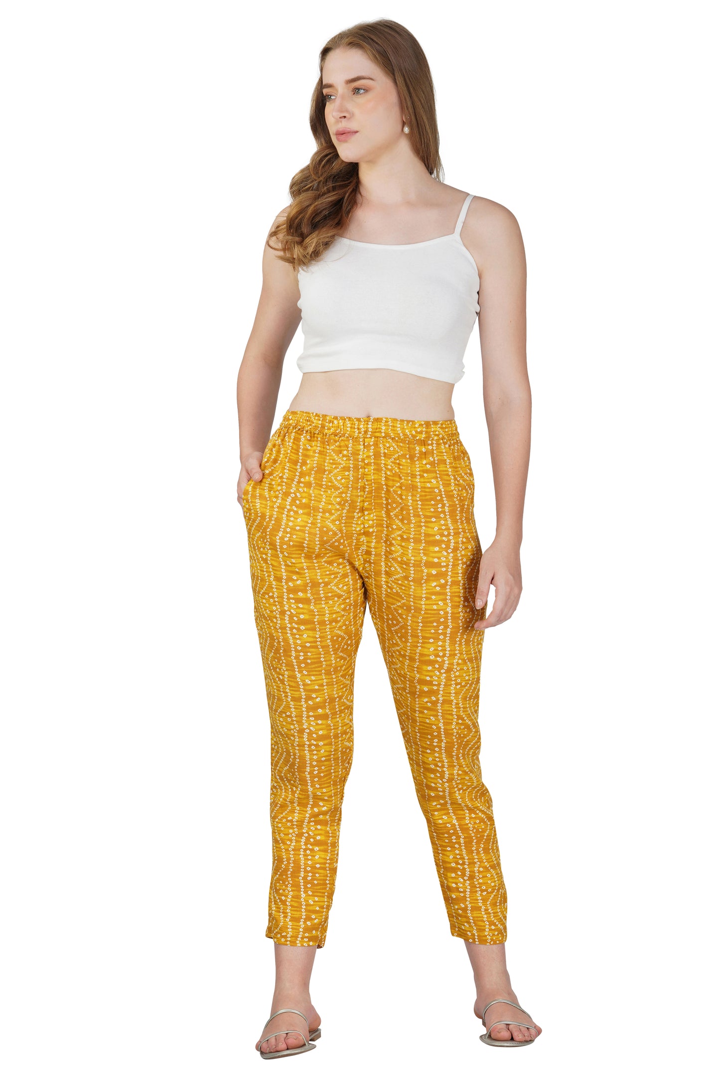 Vastraa Fusion Women's Regular Fit Bandhani Printed Pattern Rayon Palazzo