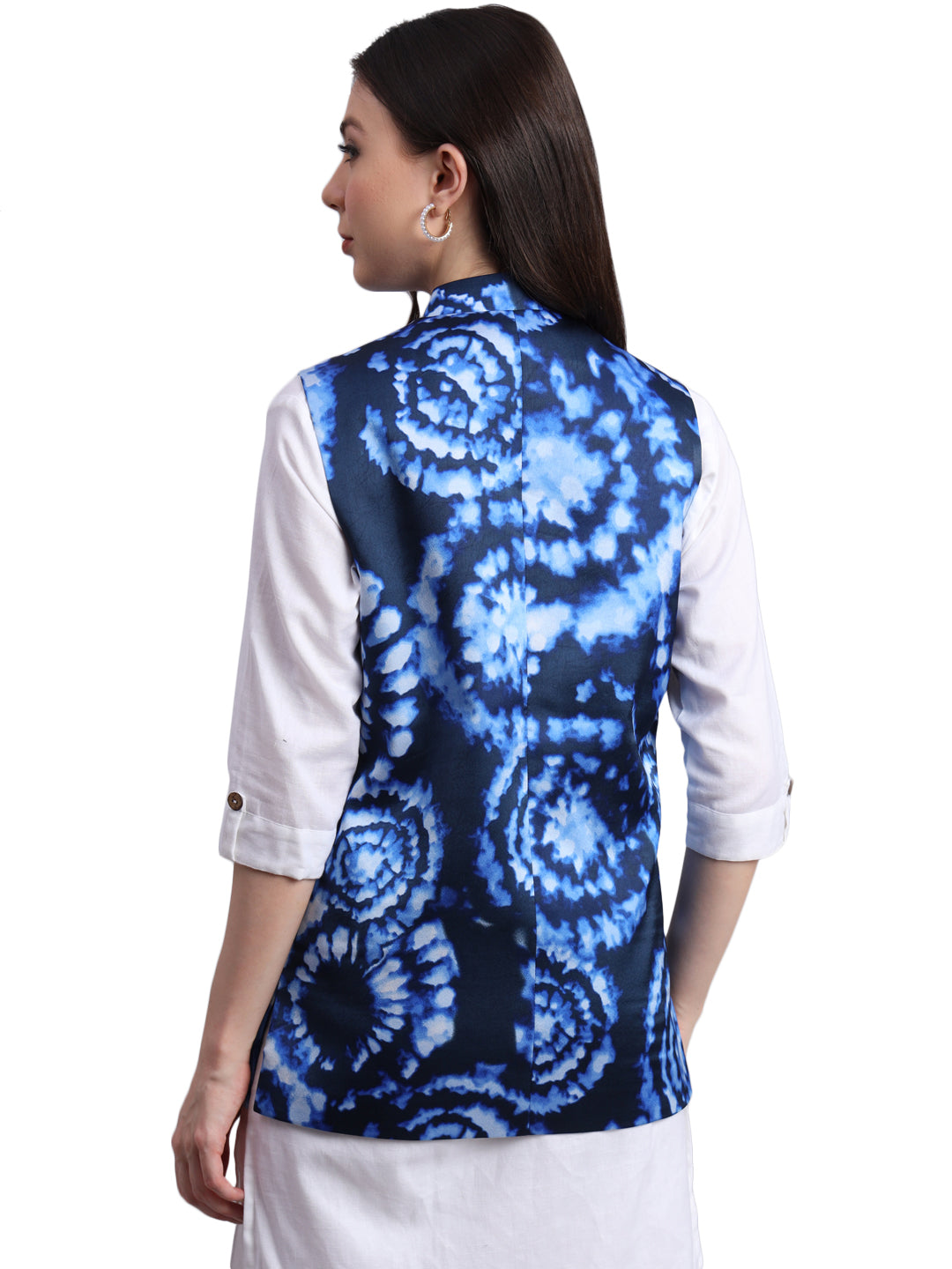 Women's Satin Printed Nehru Jacket Waistcoat