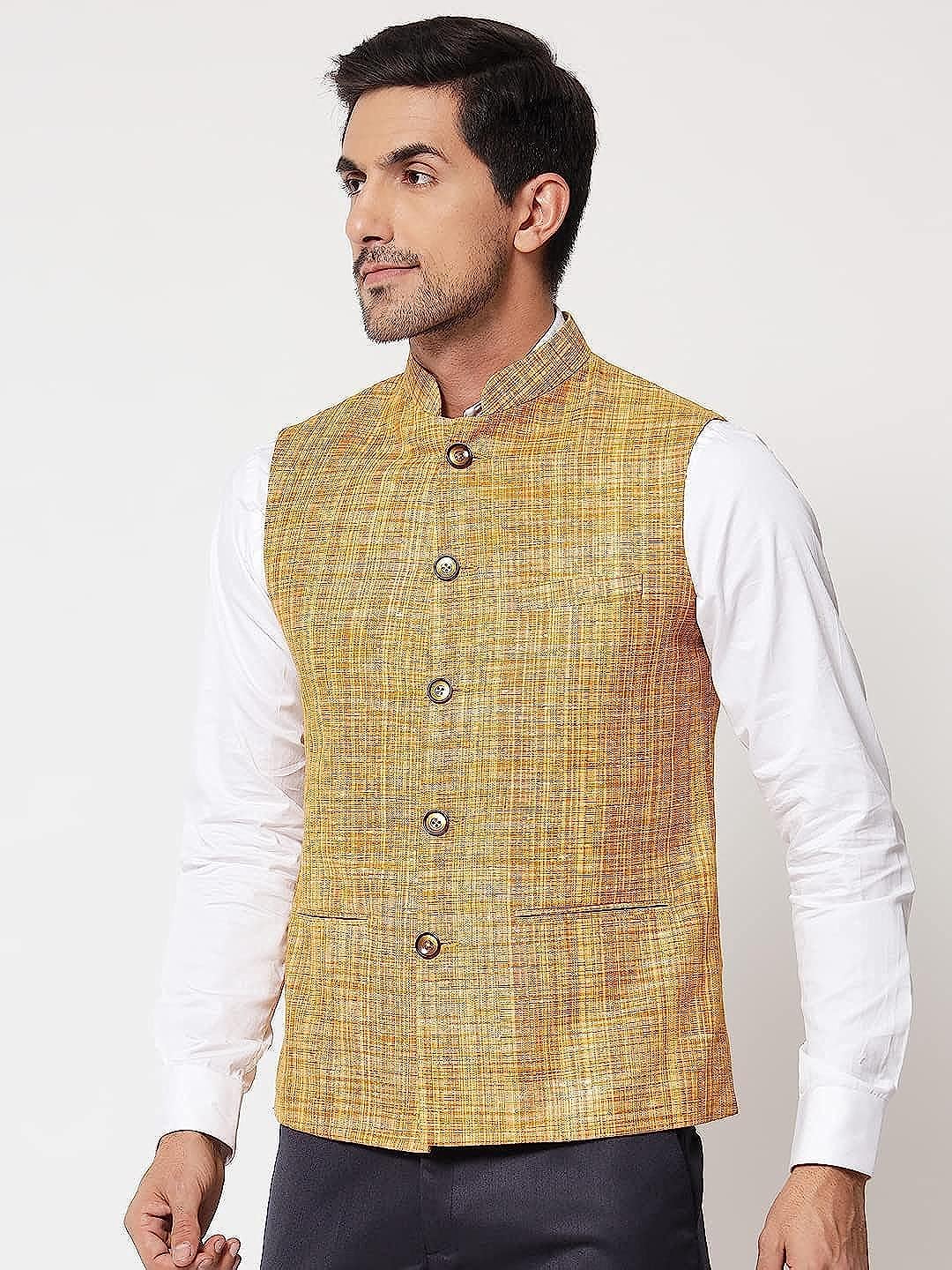 Small Check Patterns - South Cotton Nehru Jacket