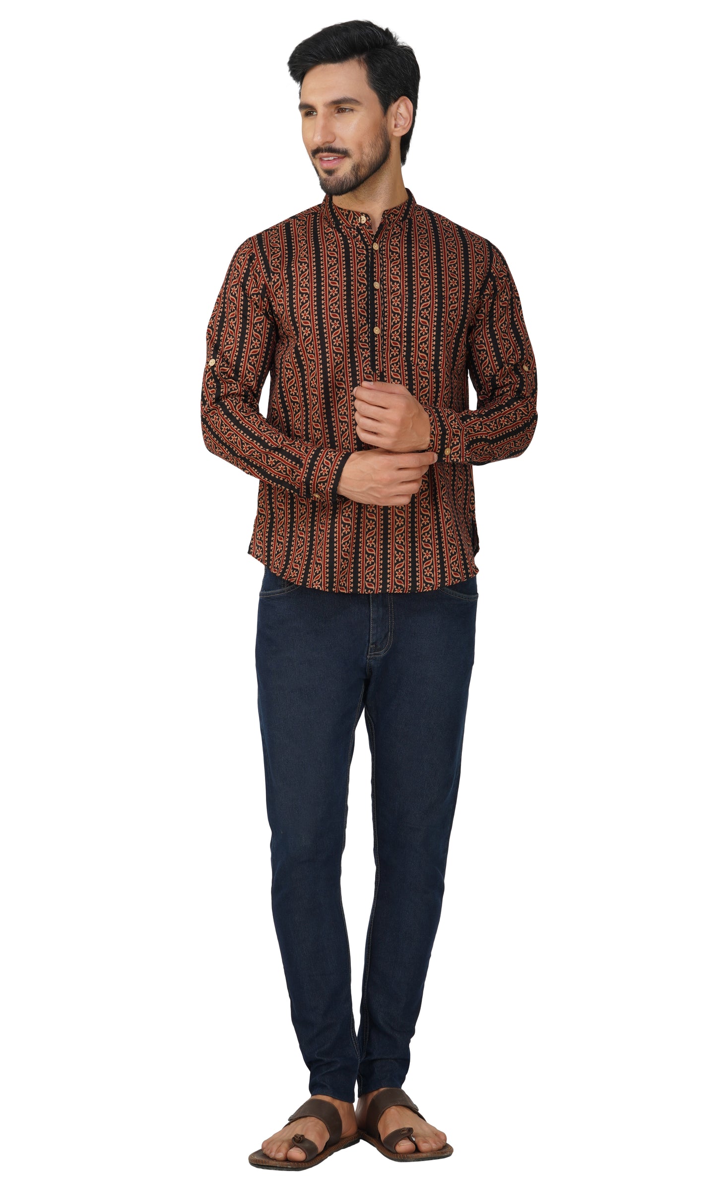 Vastraa Fusion Short Kurta For Men Printed Pattern Look In Short Kurta