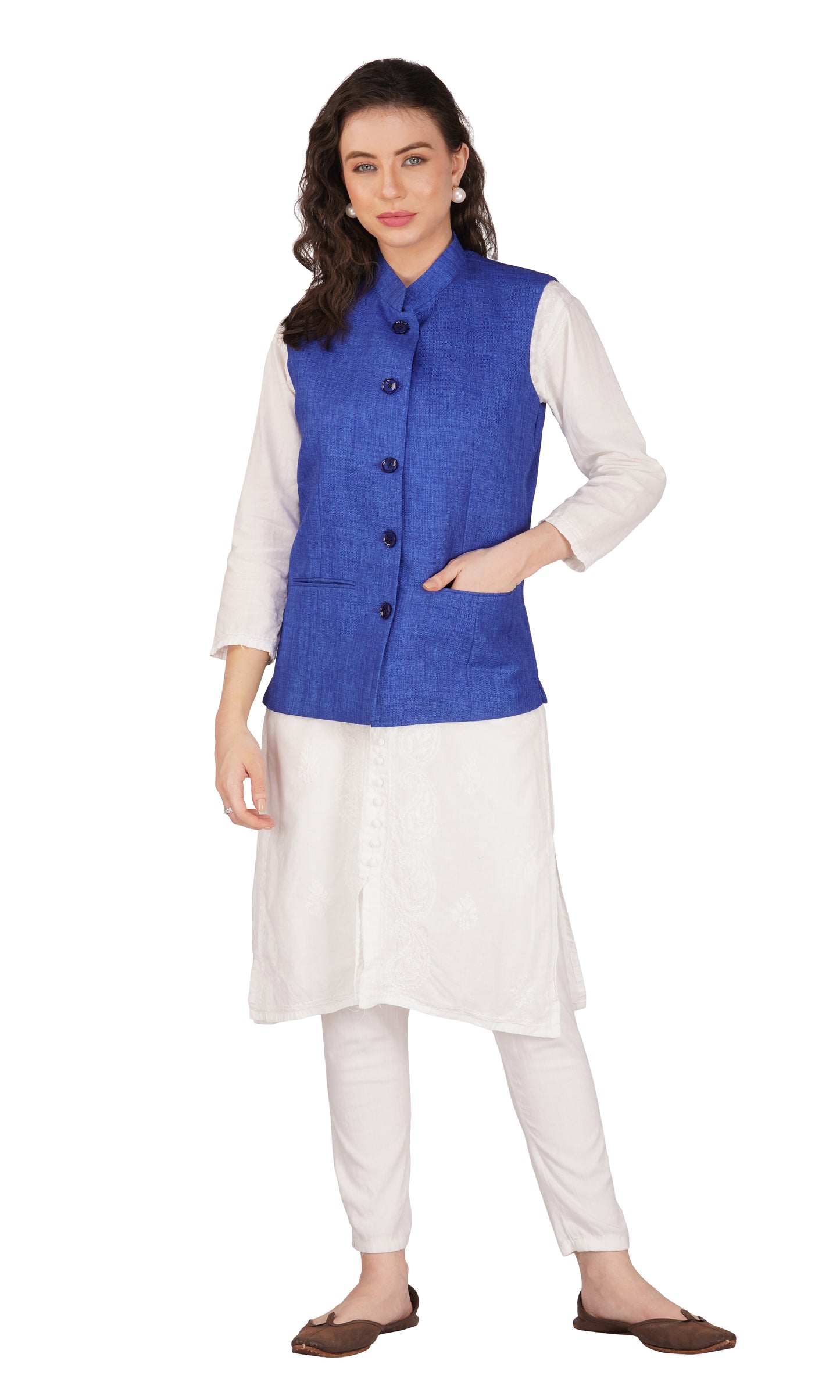 Vastraa Fusion Women's Solid Indian Ethnic Traditional Nehru Jacket/Waistcoat (VASTRAATS1419D)