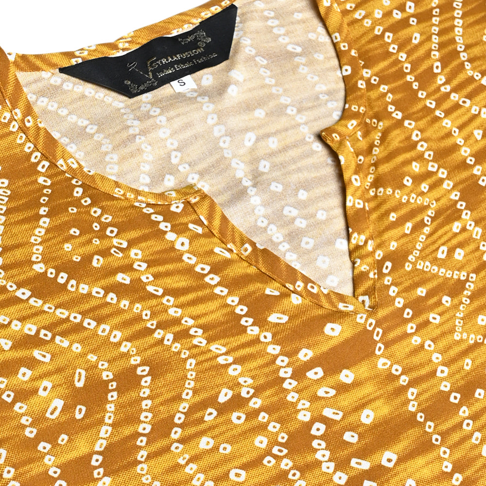 Vastraa Fusion Women's Rayon Festival and Regular Wear Bandhani Kurtis