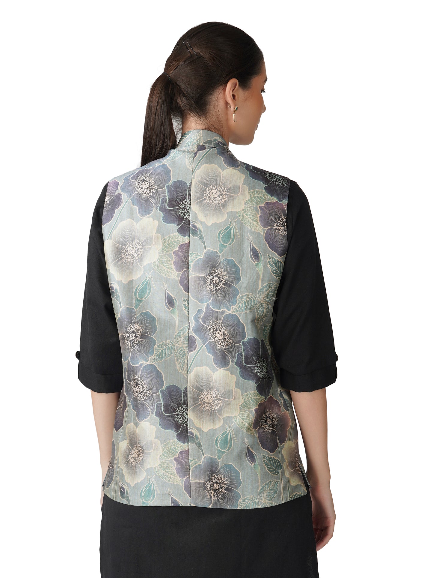 Digital Printed - Mango Silk Nehru Jacket Ladies Modi Jacket / Waistcoat