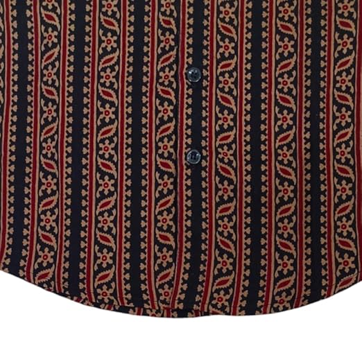 Vastraa Fusion Ikat Print Pure Cotton Spread Collar, Helf Sleeves, Button Shirt Casual Wear For Kid's